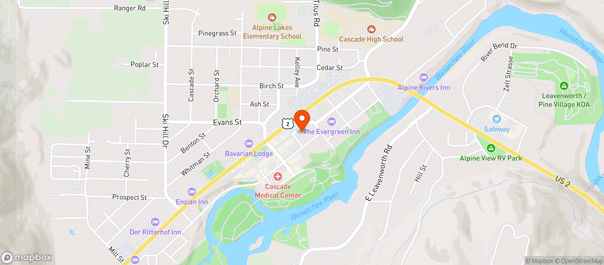 Map showing Leavenworth Festhalle