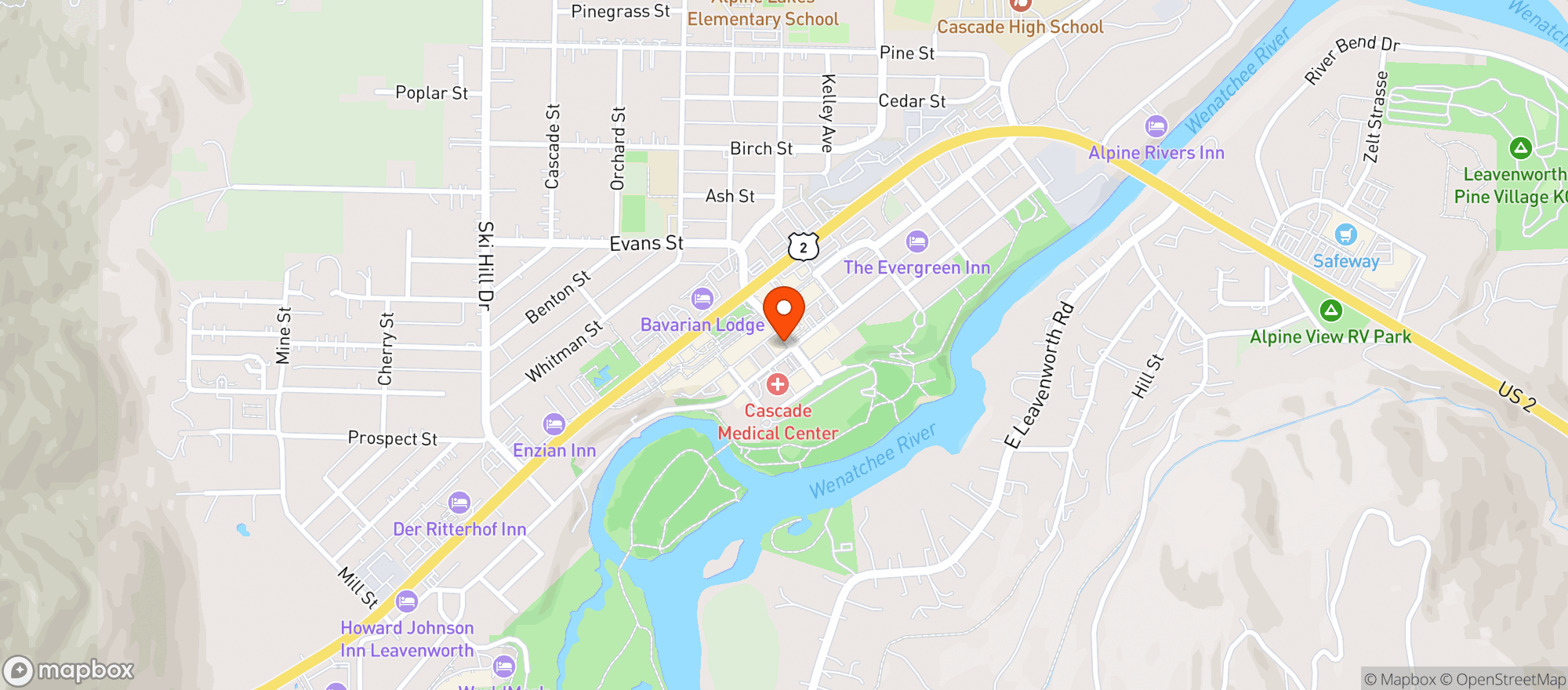 Map showing Prusik Kitchen + Bar