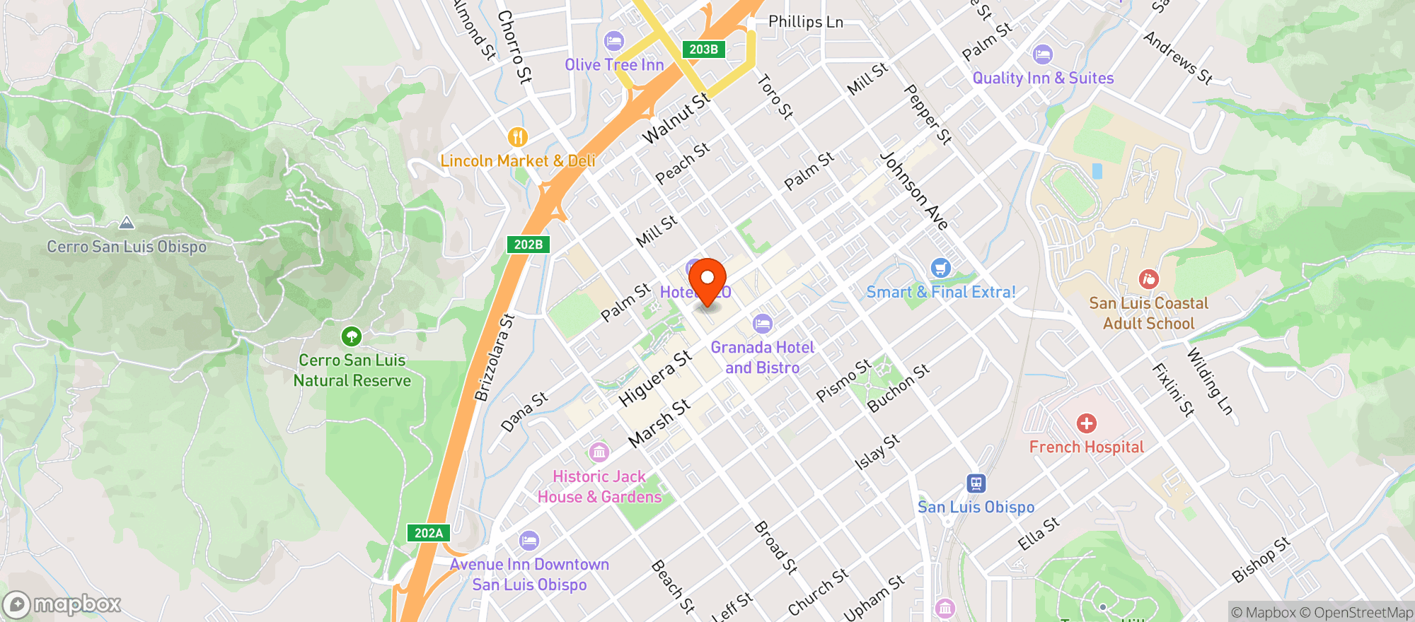 Map showing Finney's San Luis Obispo