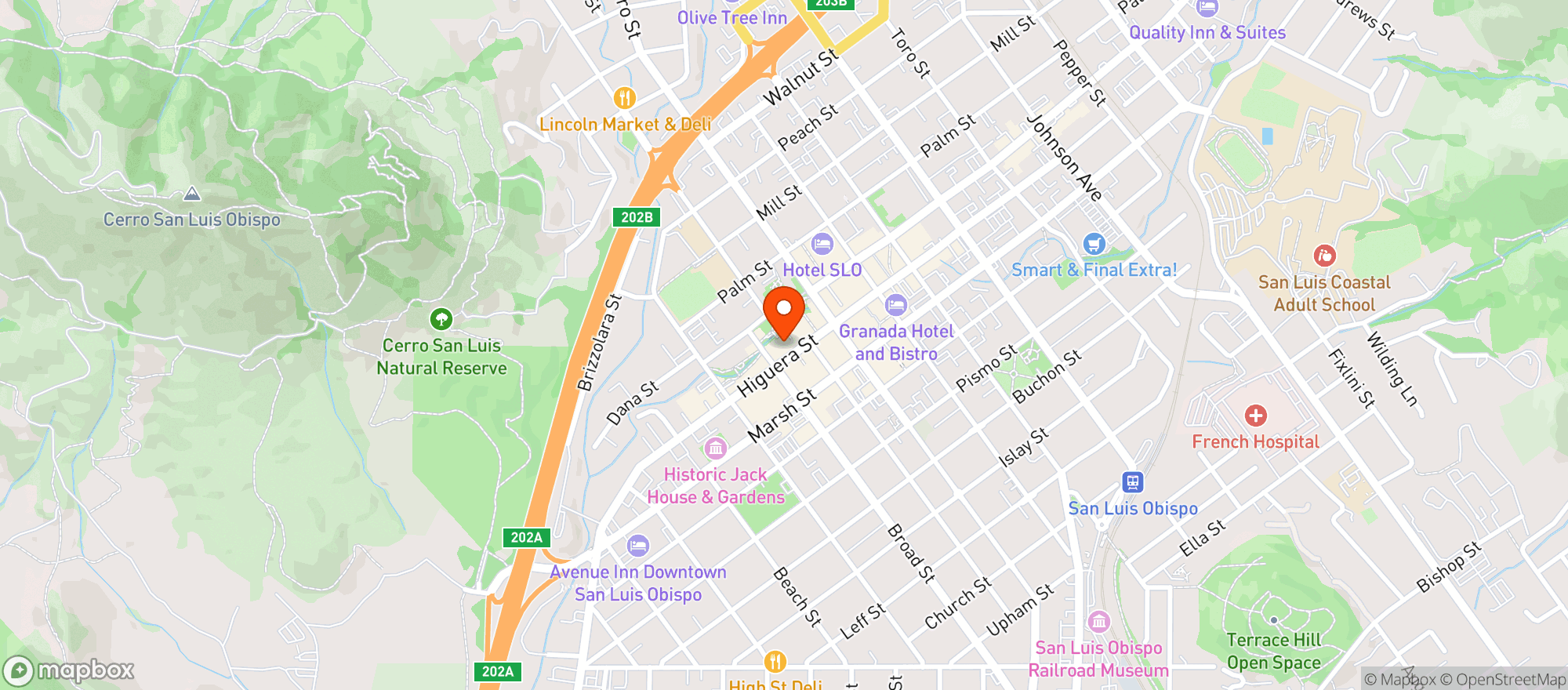 Map showing FROG & PEACH PUB