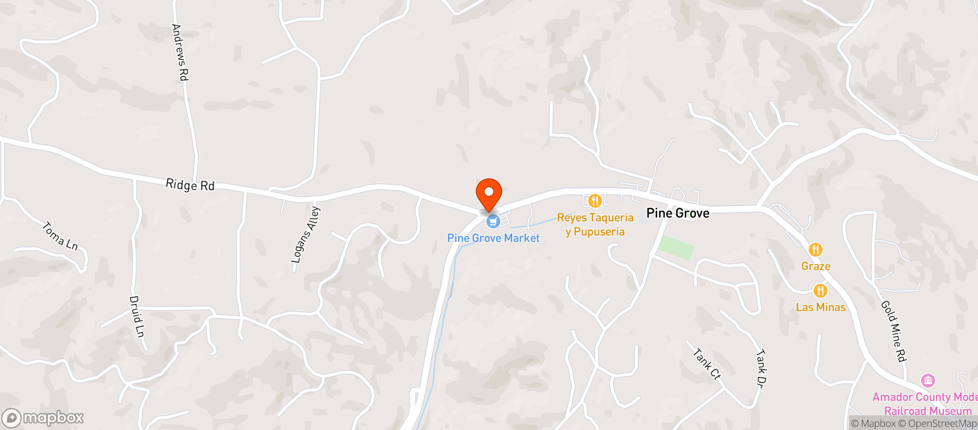 Map showing Pine Grove Market