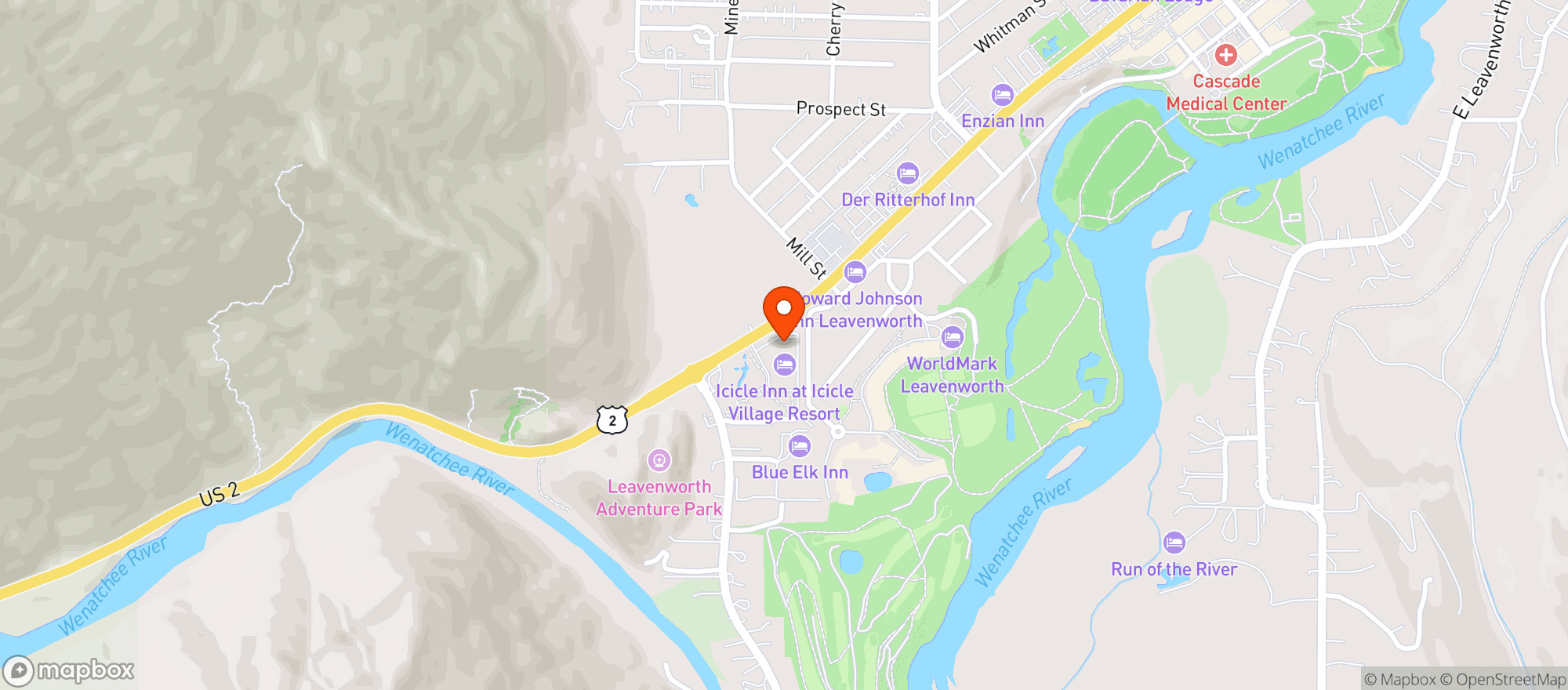 Map showing Icicle Village Resort