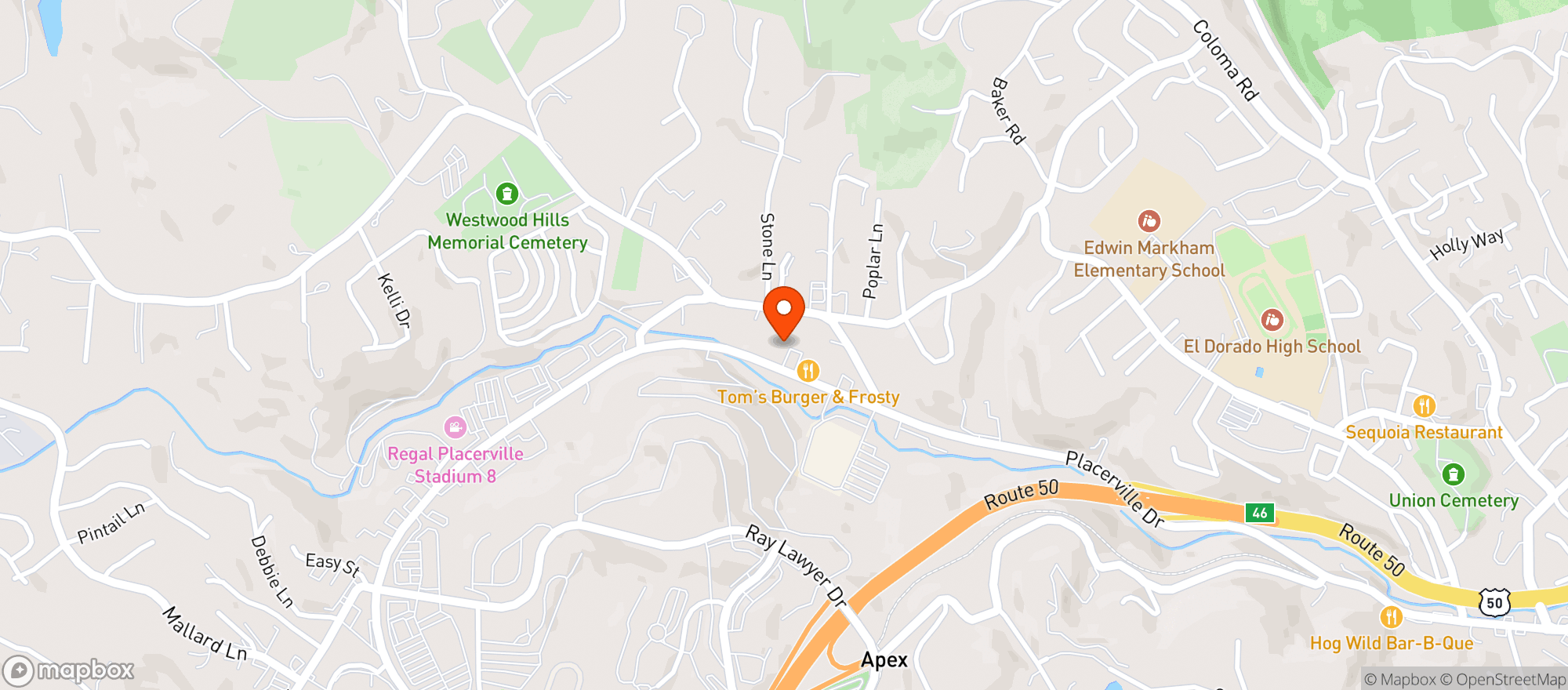Map showing Placerville Food Co-op - 00100025050