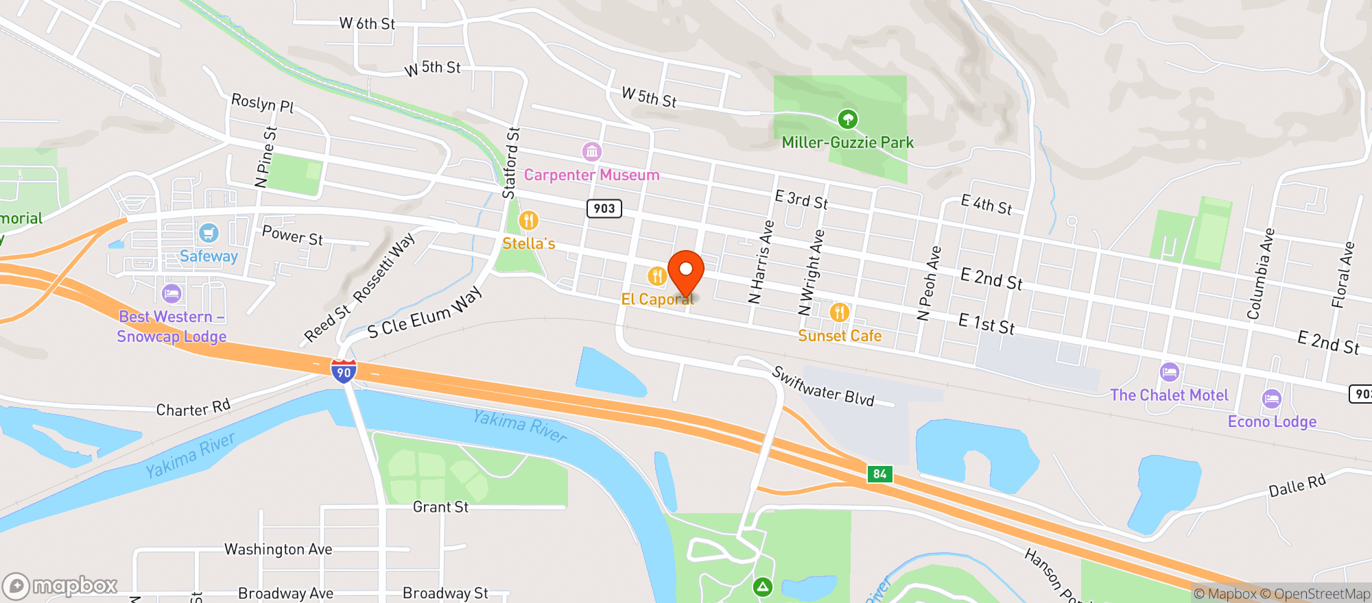 Map showing Pioneer Coffee Roasting Co