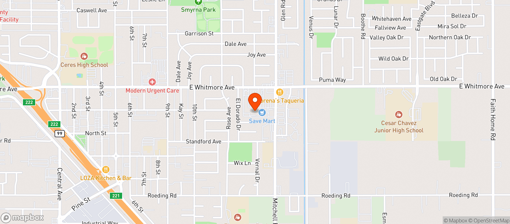 Map showing SAVE MART SUPERMARKET #635