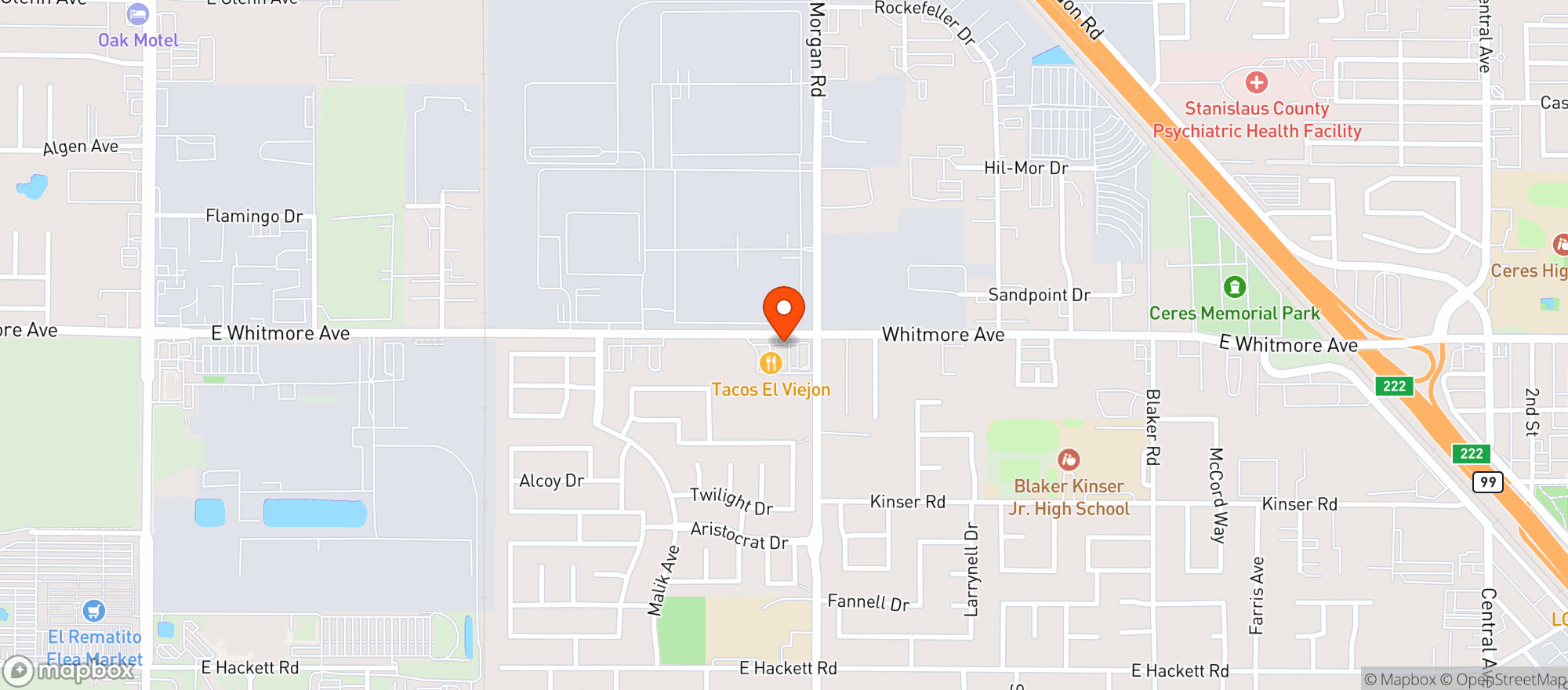 Map showing Flyers Gas Station- Ceres