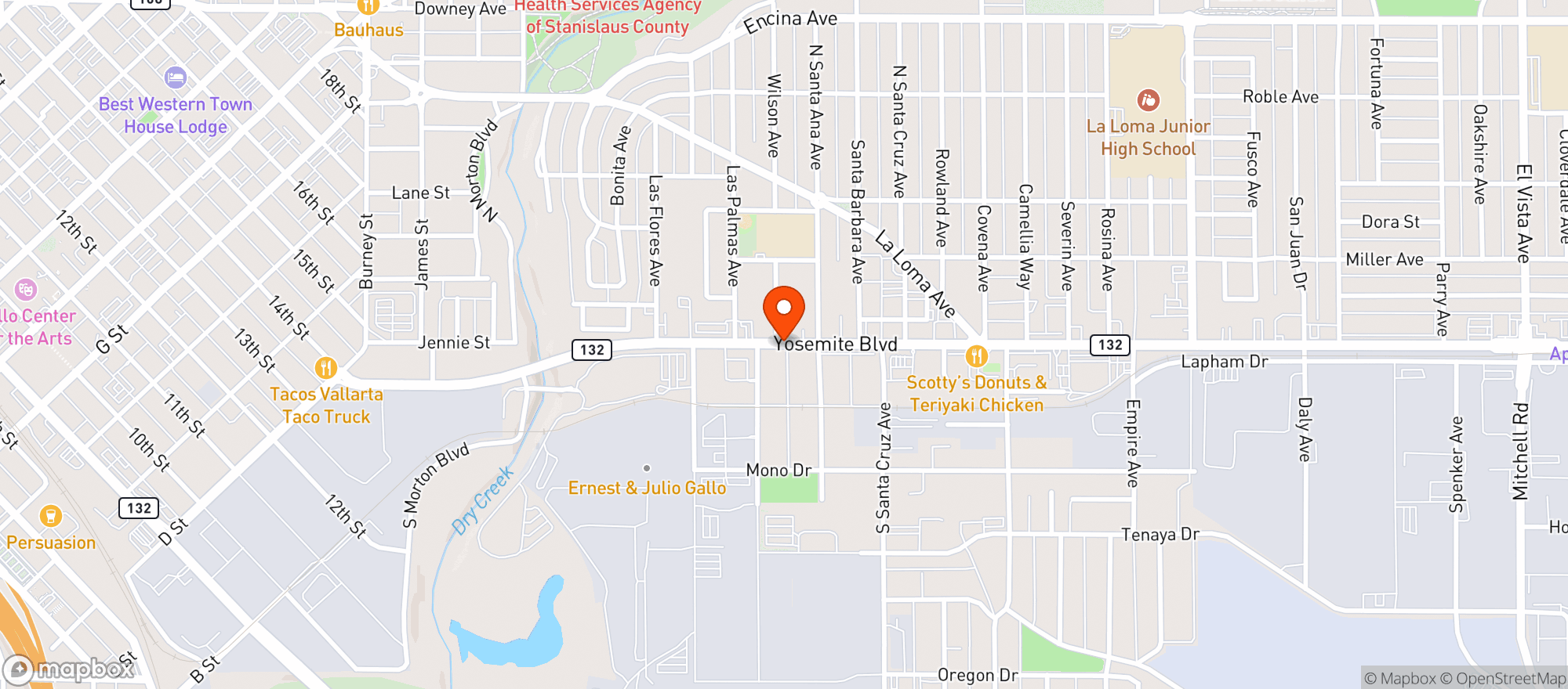 Map showing Yosemite Liquors