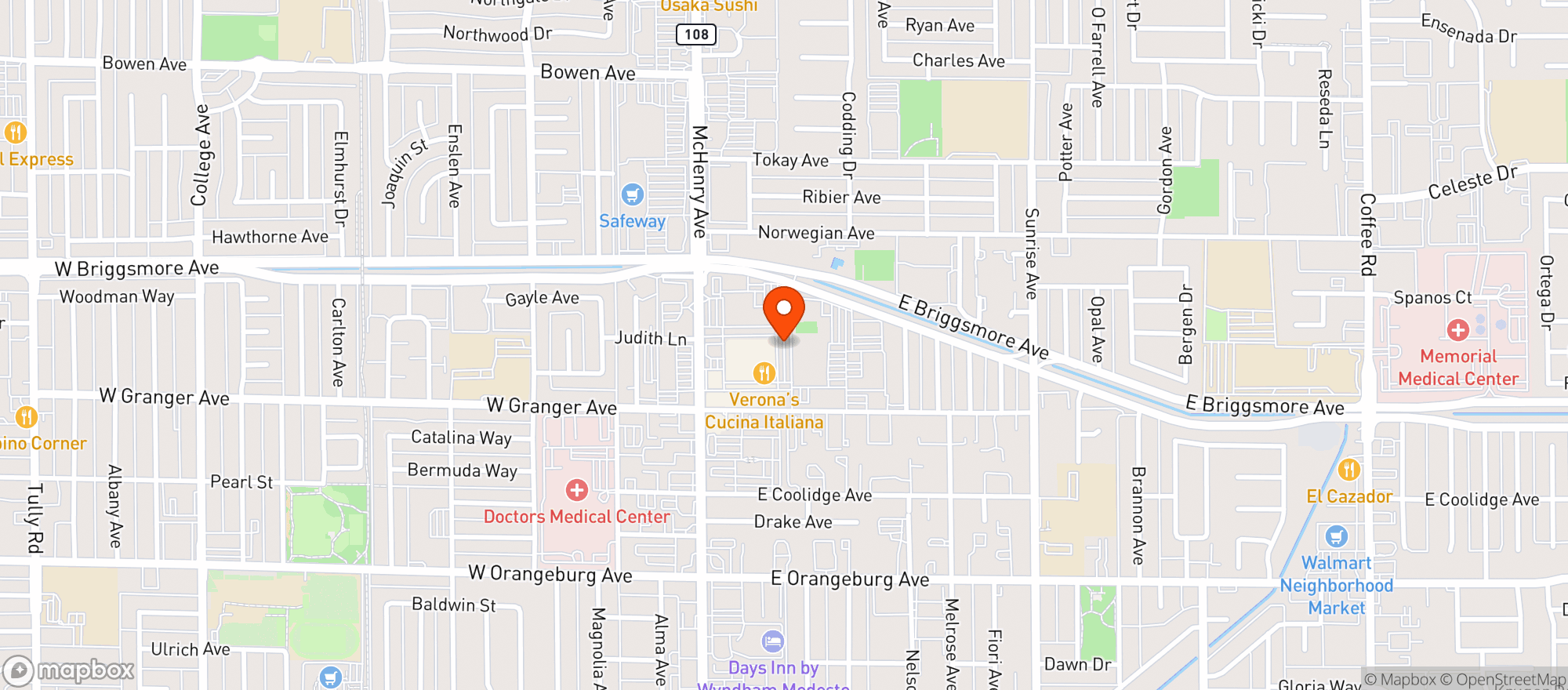 Map showing La Parrilla Mexican Restaurant