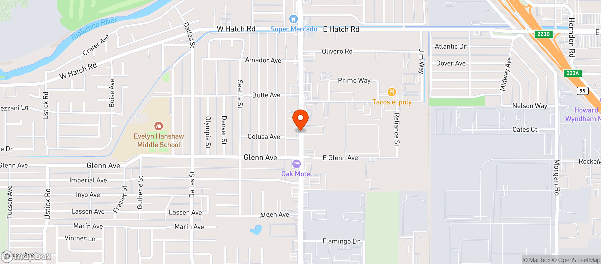 Map showing La Cabana Restaurant
