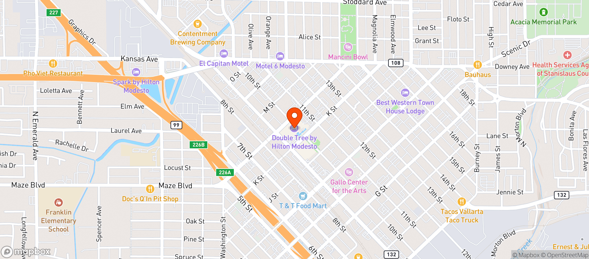 Map showing Doubletree Hotel