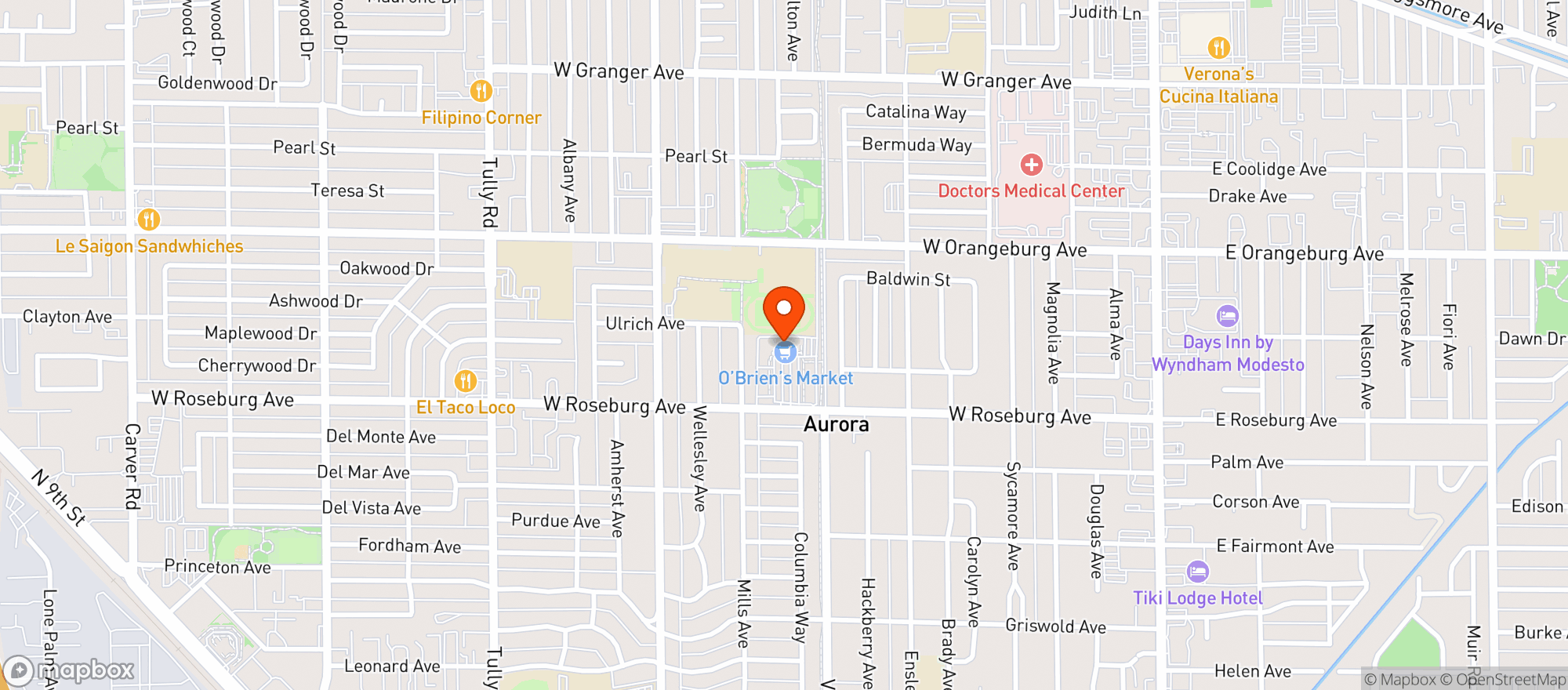 Map showing Obriens Markets #04402