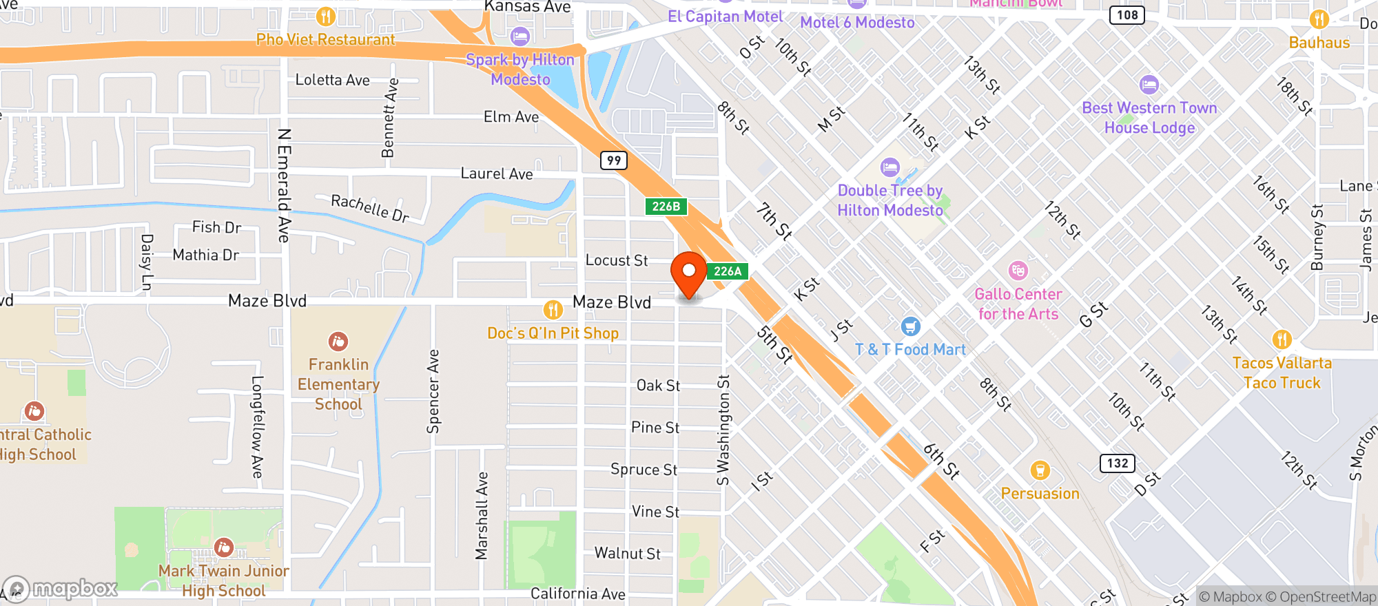 Map showing Maze Budget Meats & Liquor