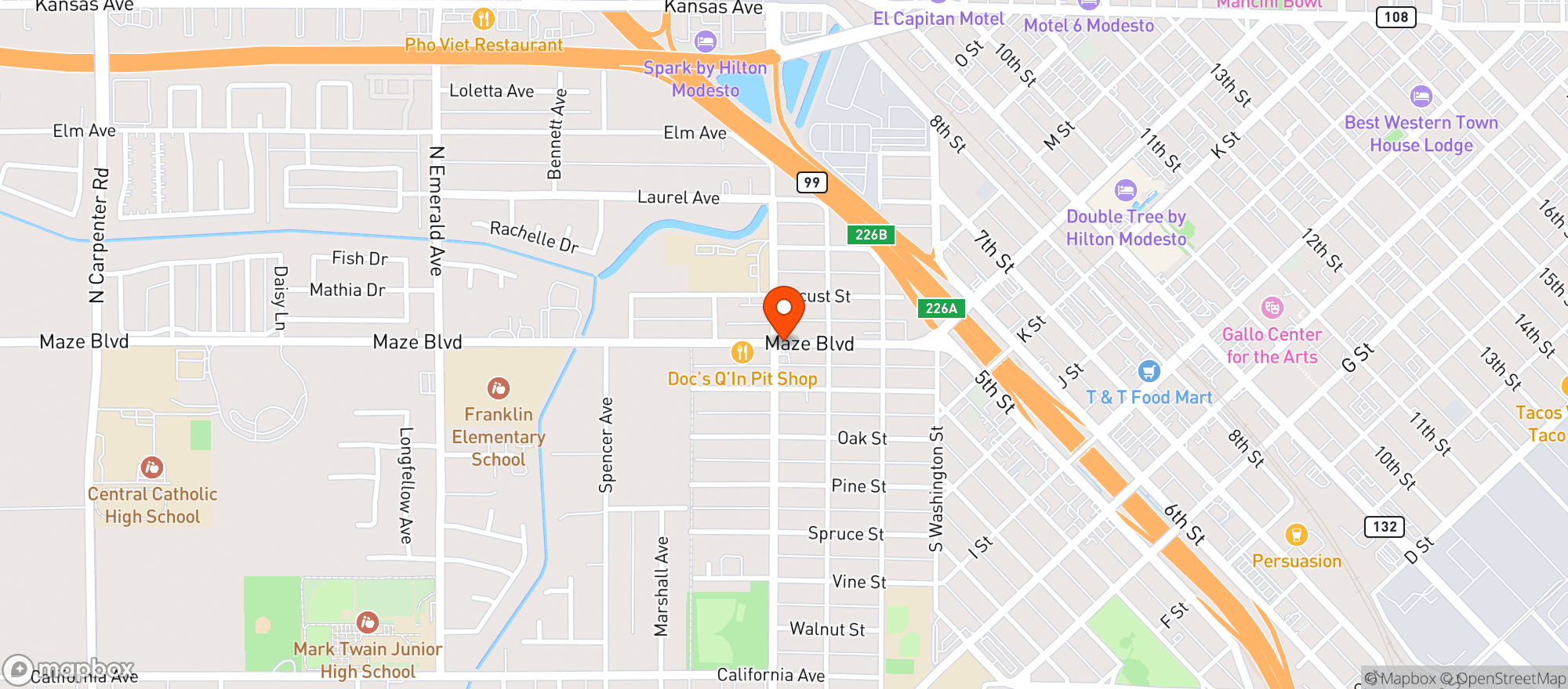 Map showing A & M Gas
