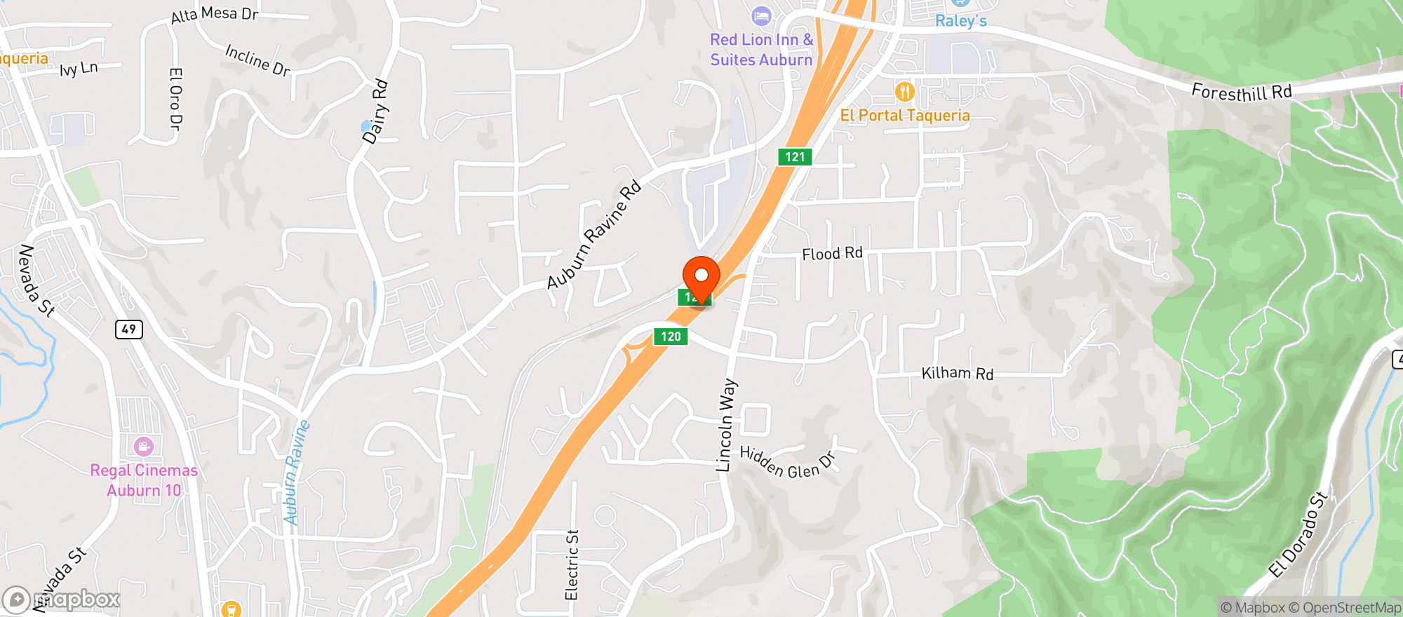 Map showing Foothill Market - Auburn