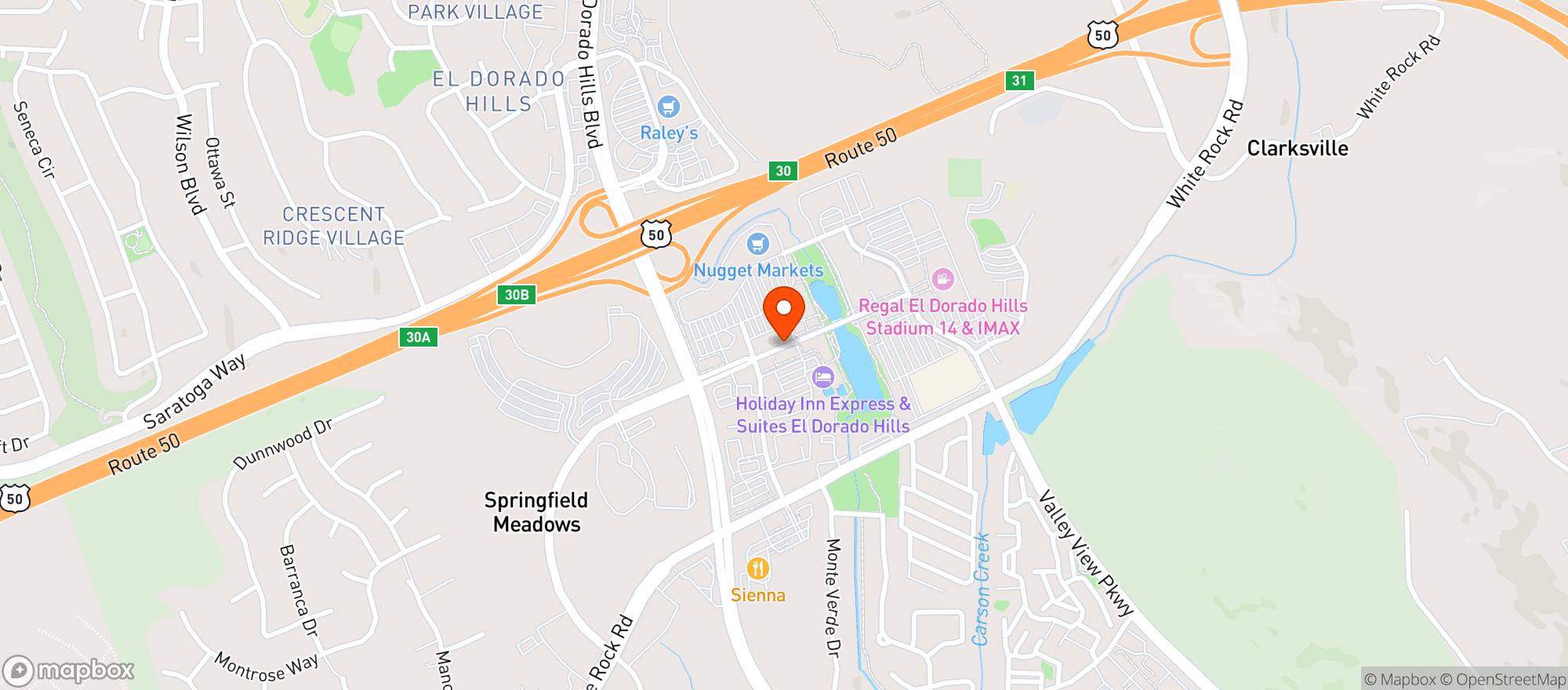 Map showing El Dorado Hills Valero
