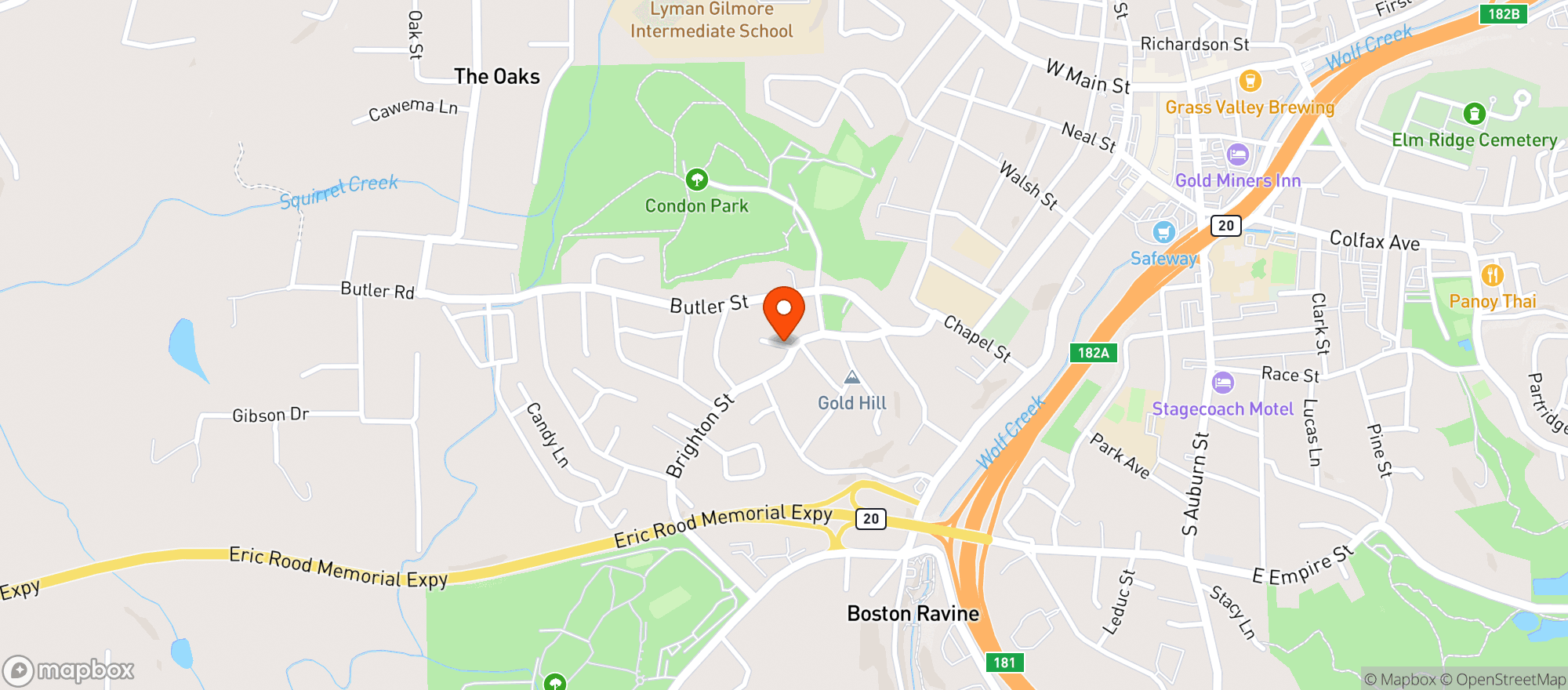Map showing Brighton Street Grocery - Grass Valley