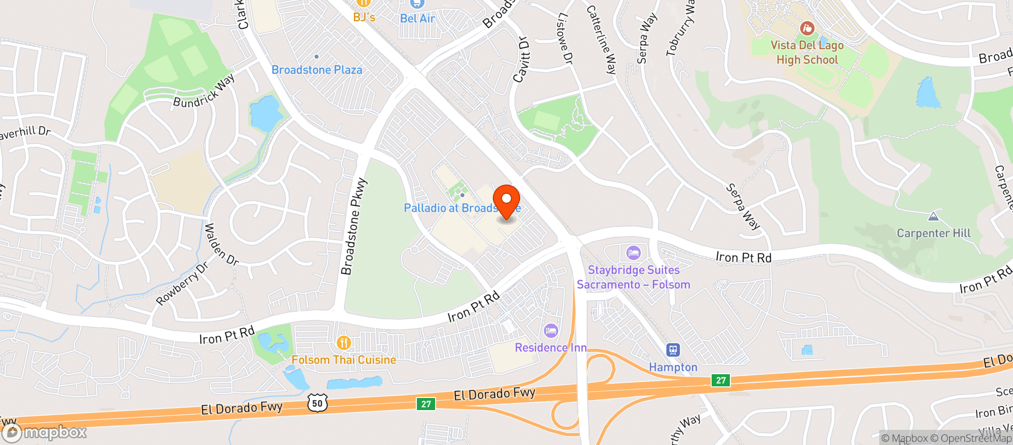 Map showing Whole Foods Market - Folsom