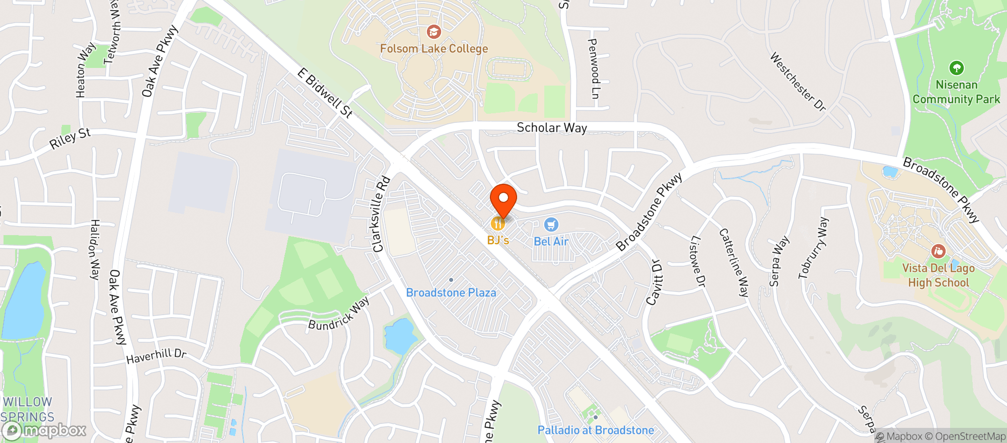 Map showing Bjs Restaurant & Brewhouse
