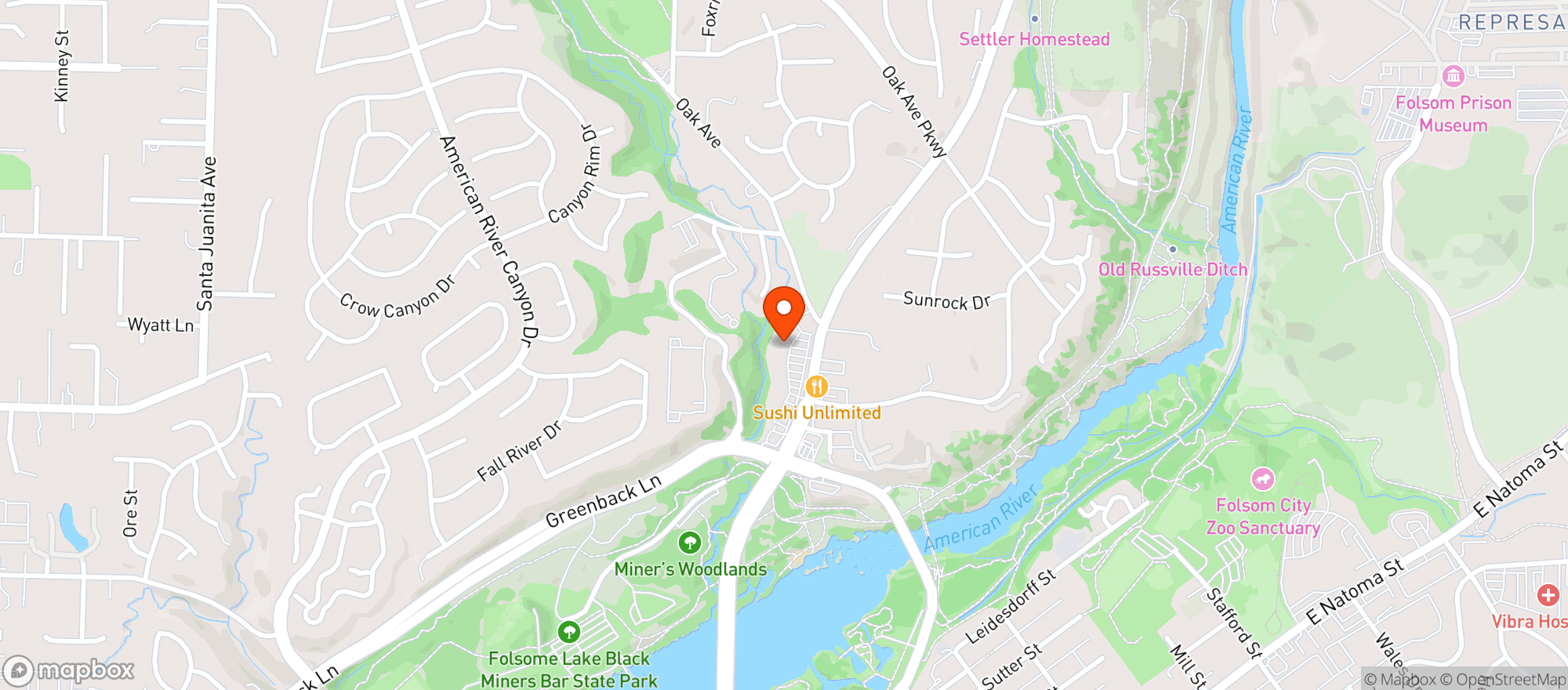 Map showing Folsom Wine and Spirits