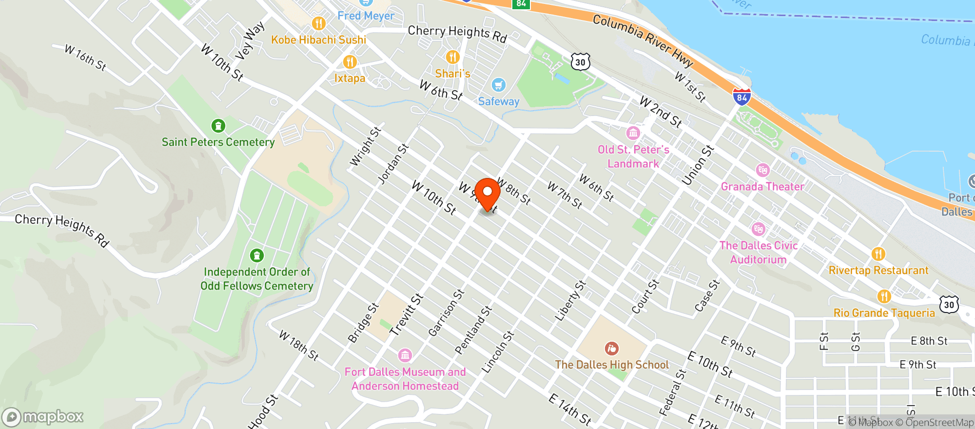 Map showing Allens Food Center