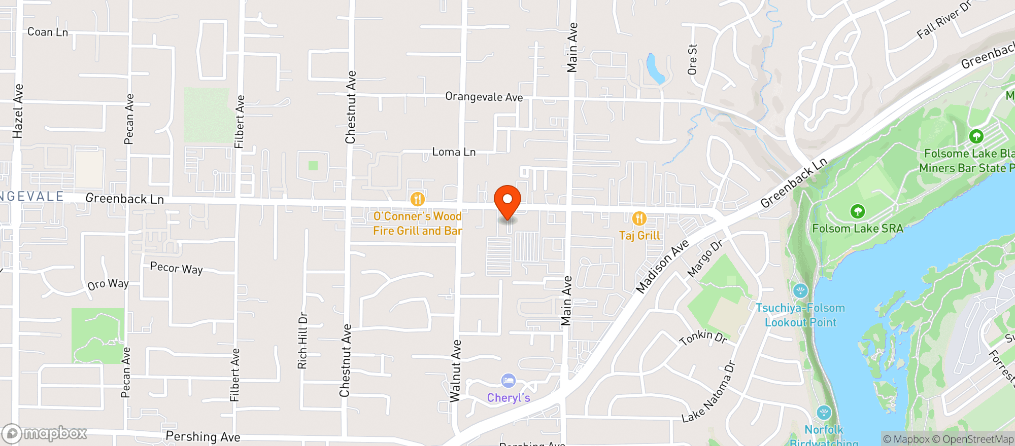 Map showing Elliotts Natural Foods - Orangevale