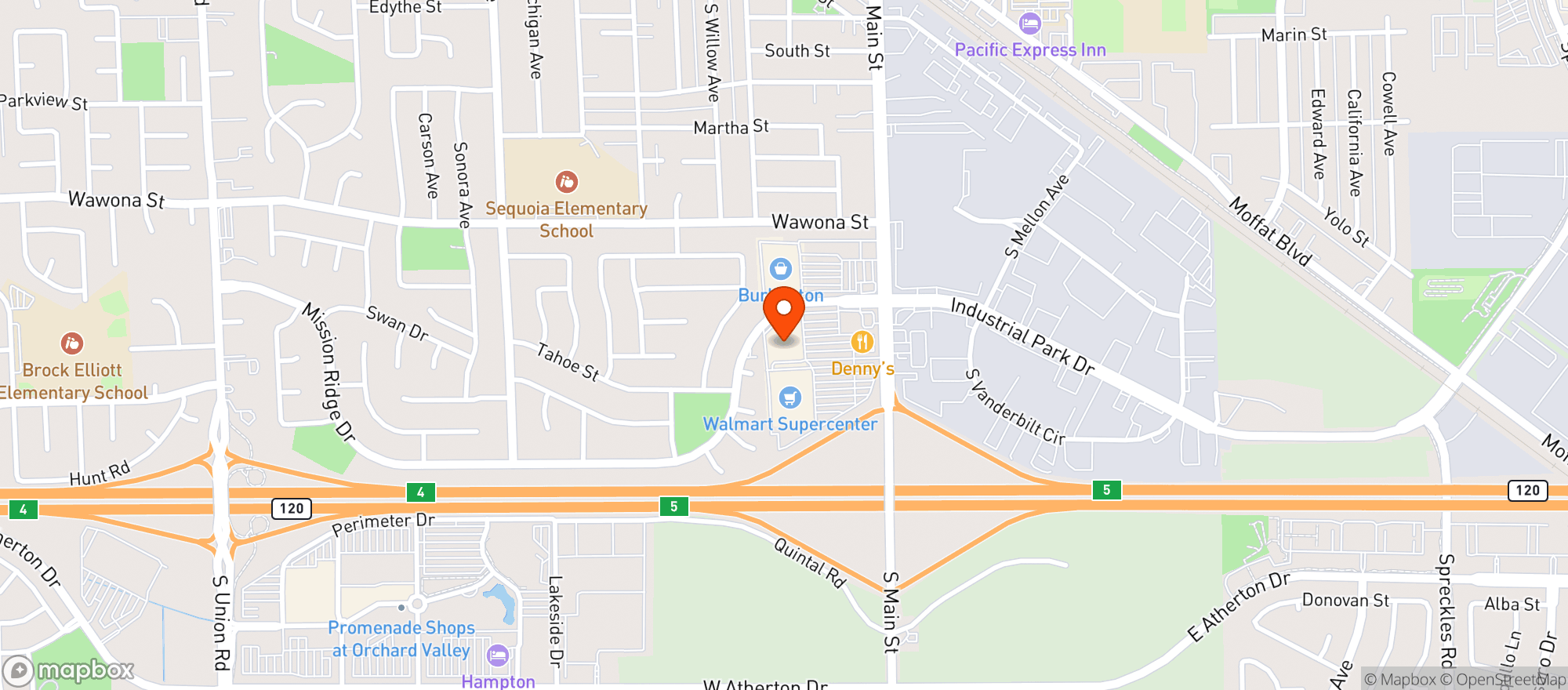 Map showing Safeway - Manteca