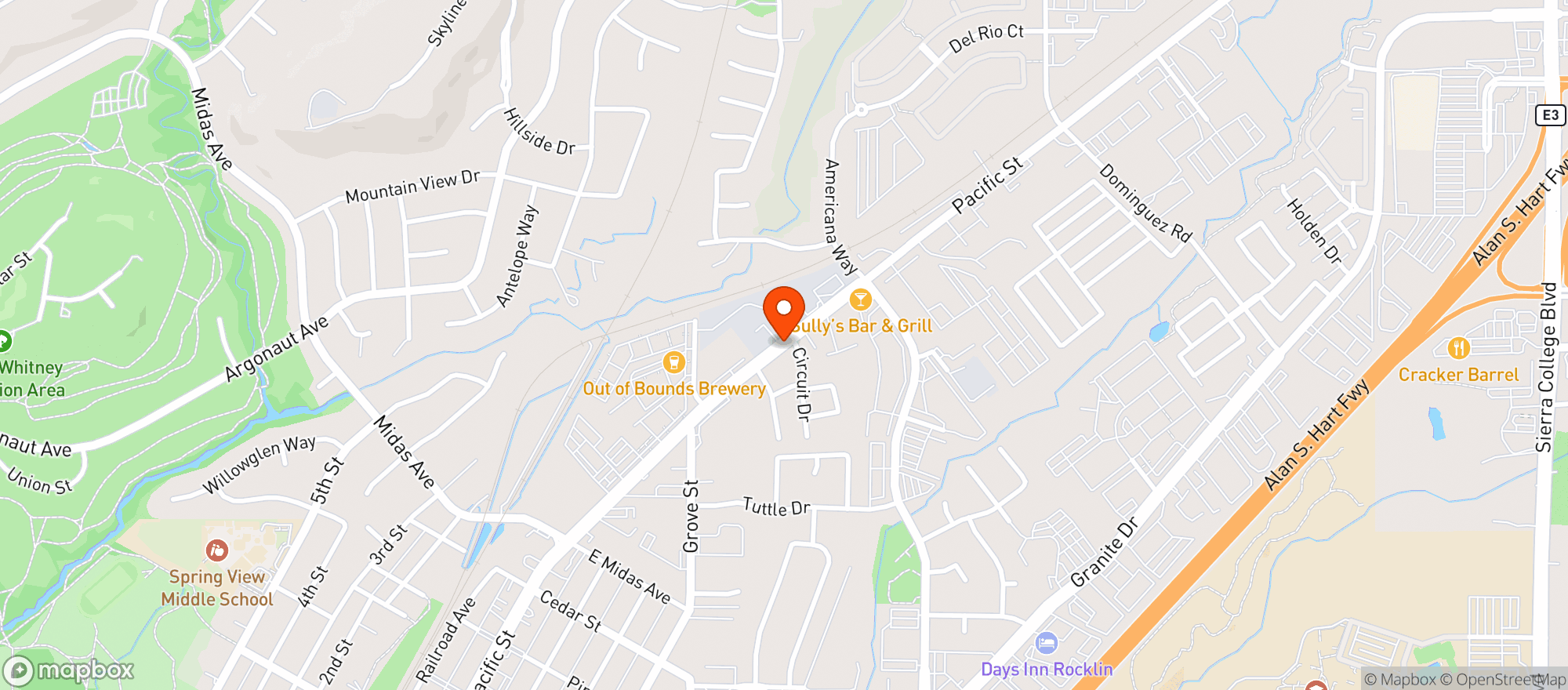 Map showing Rocklin Mini Mart
