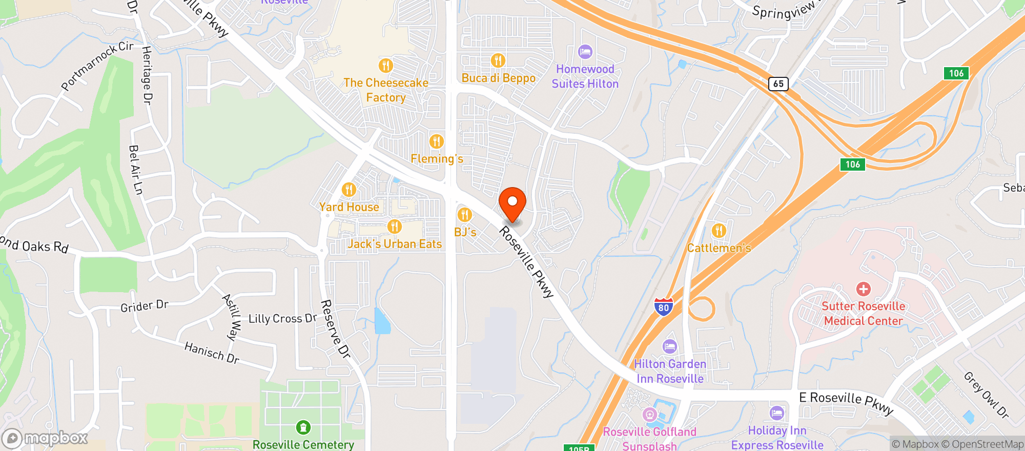 Map showing Vitamin Shoppe - Roseville