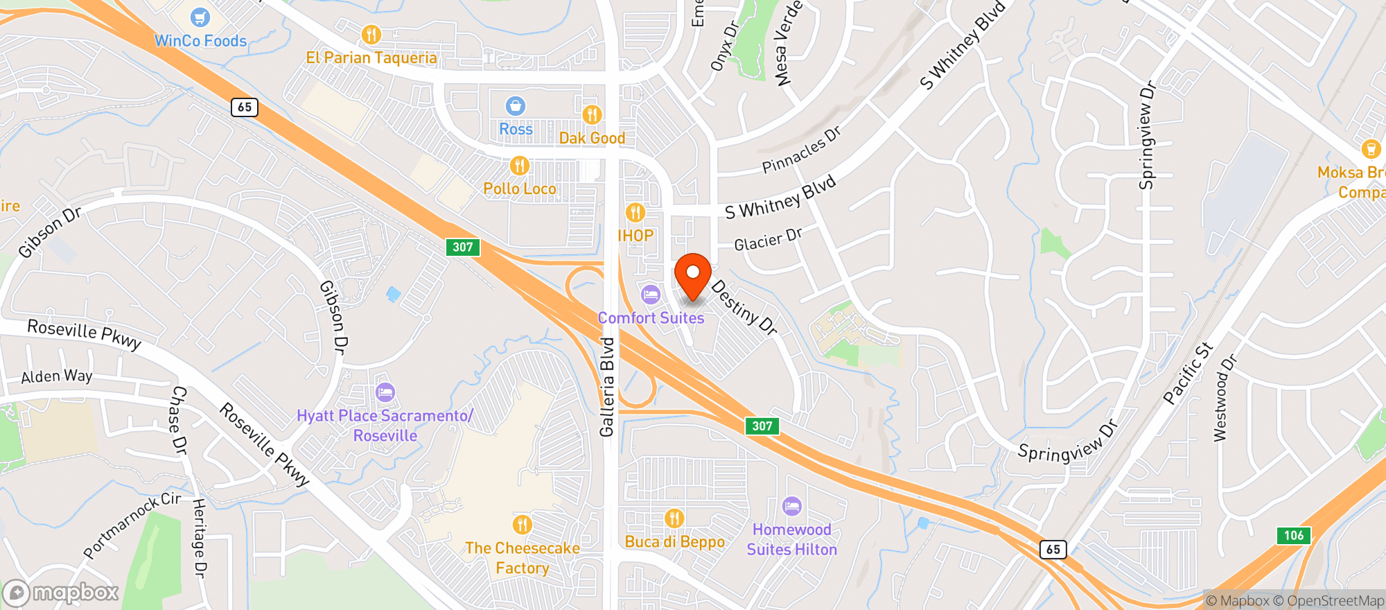 Map showing Door Dash