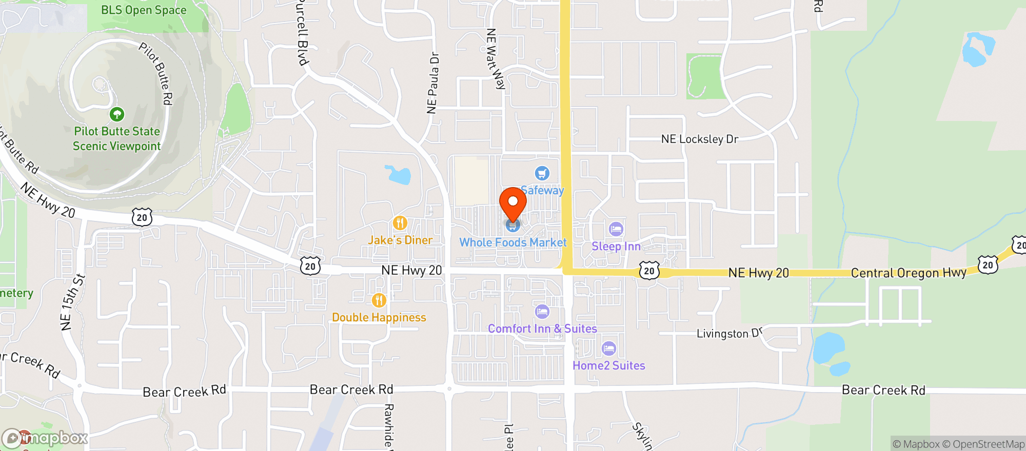 Map showing Whole Foods Market (Bend)