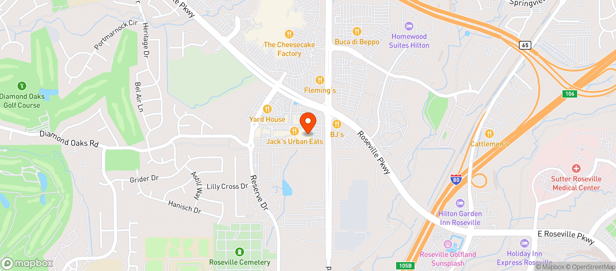 Map showing Whole Foods Market - Roseville