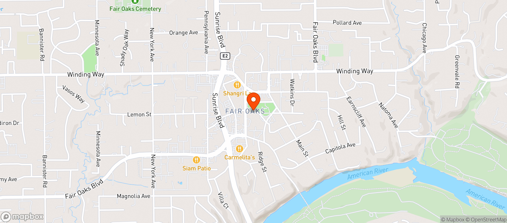 Map showing Fair Oaks Brew Pub