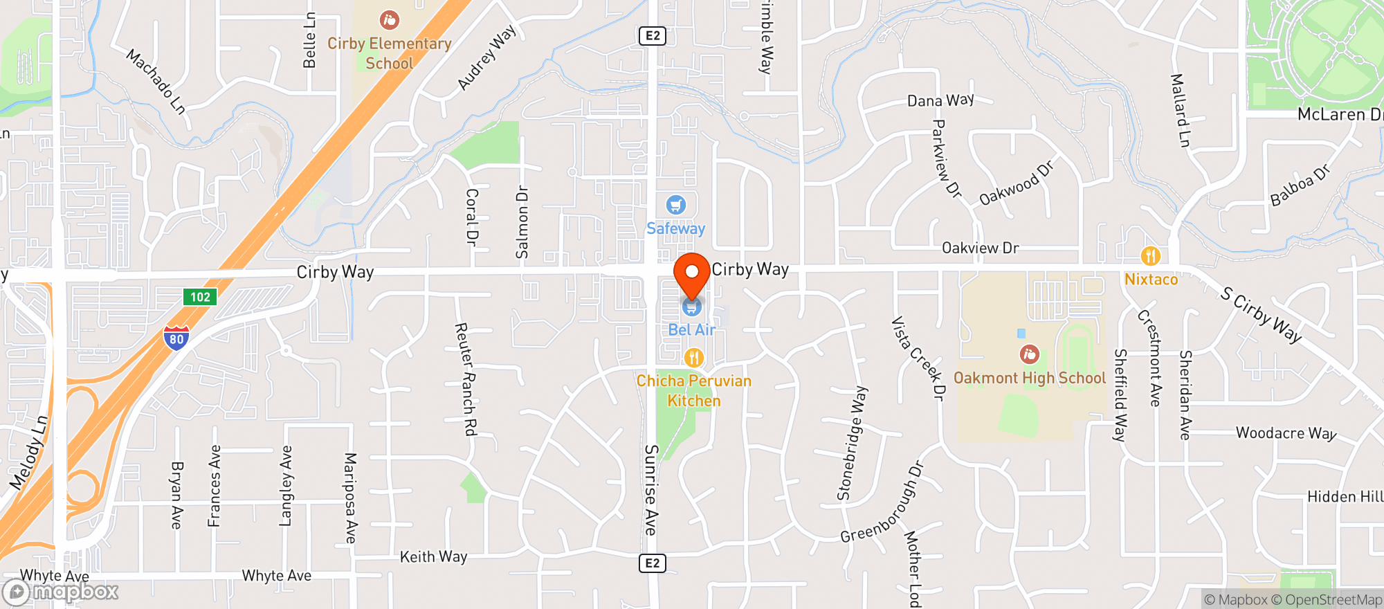 Map showing Raleys - Bel Air (Roseville - Sunrise) - 002500509