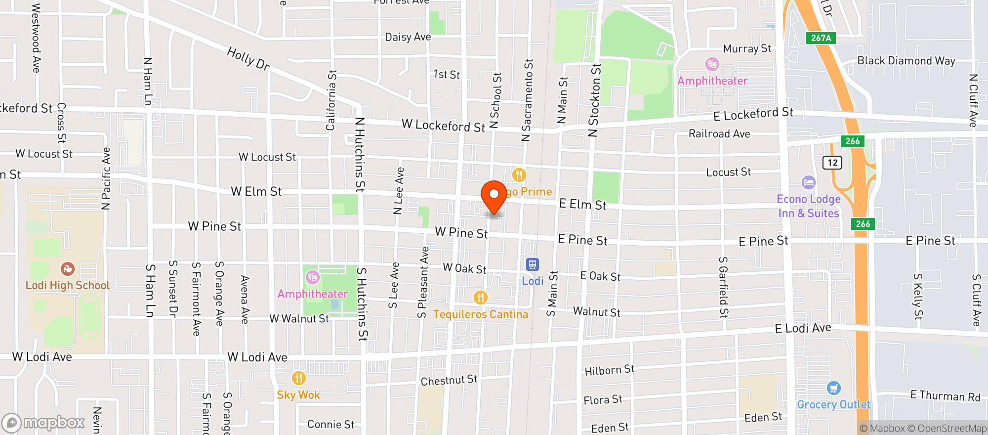 Map showing Ollies Pub