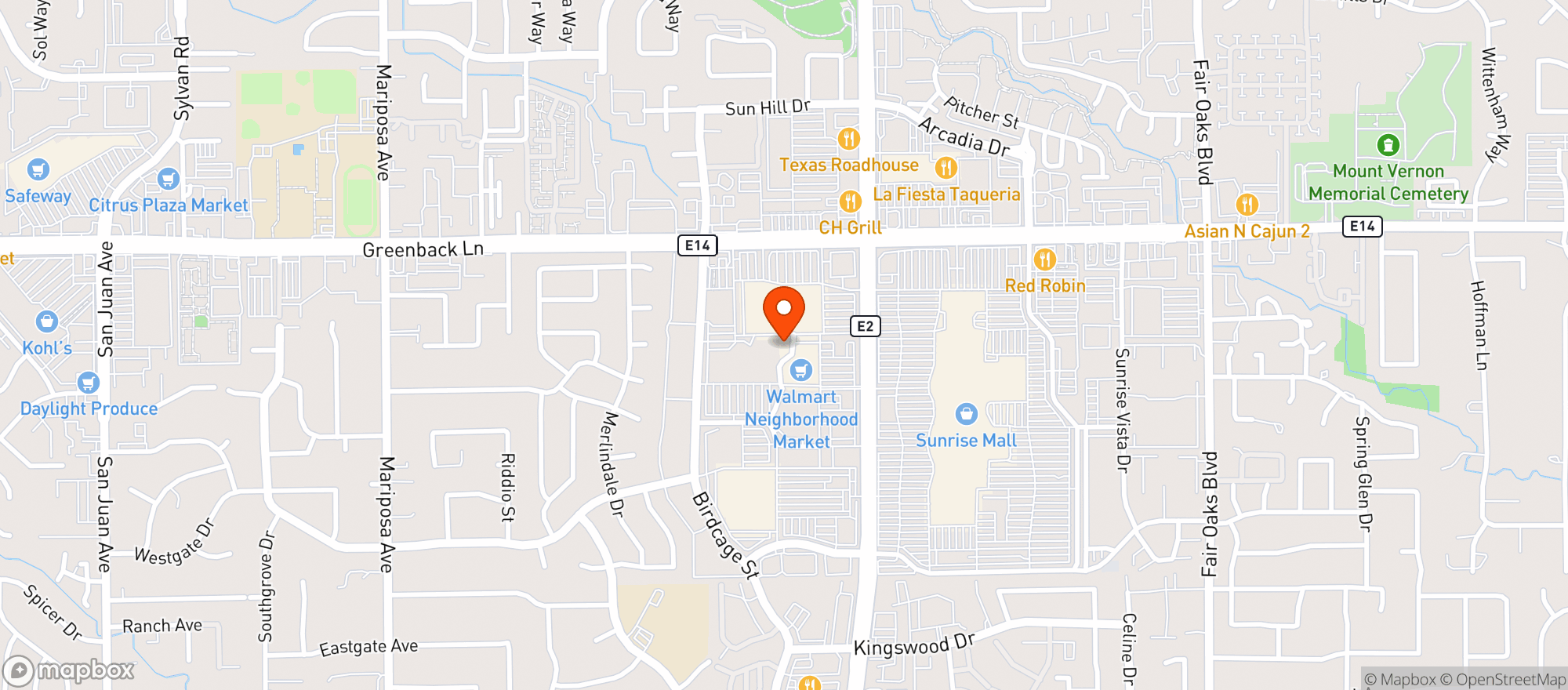 Map showing World Market Citrus Heights