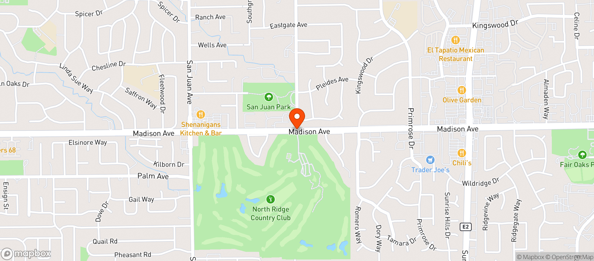 Map showing North Ridge Country Club