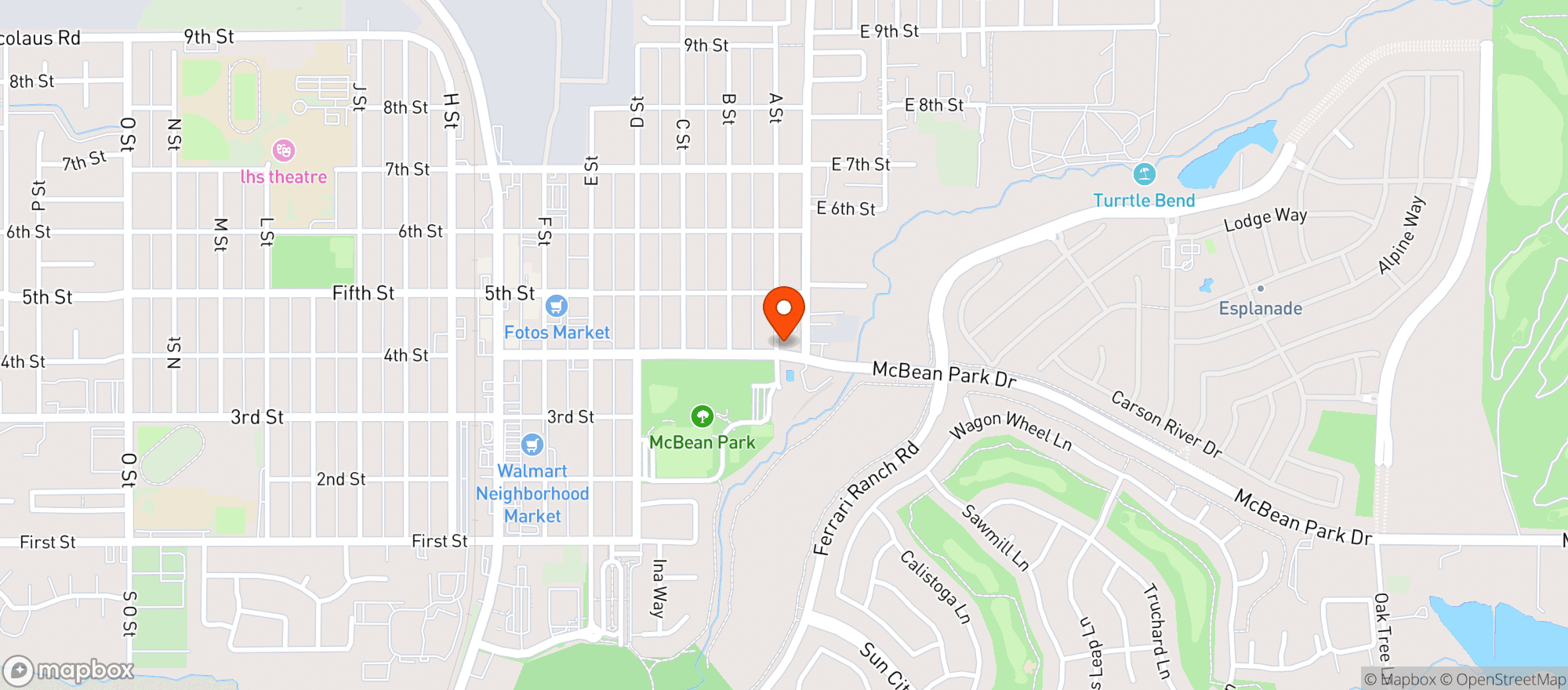 Map showing Lincoln Food Mart