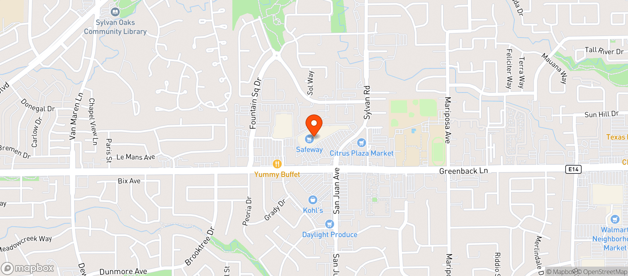 Map showing Safeway