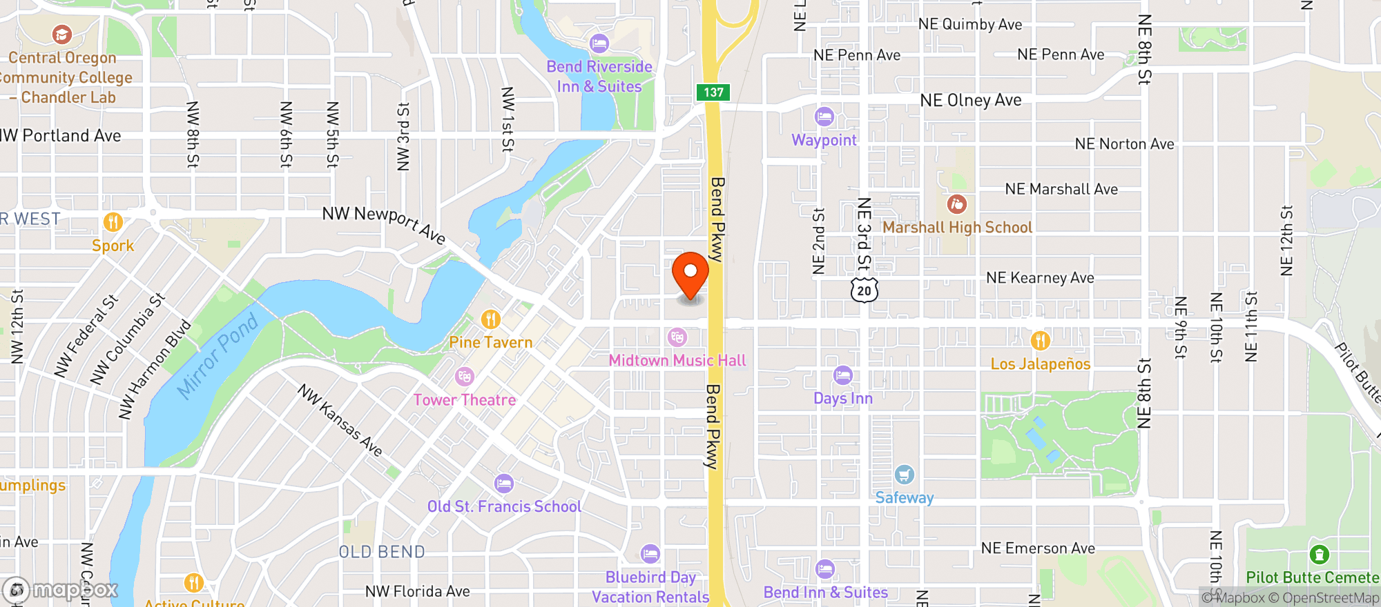 Map showing Silver Moon Brewing