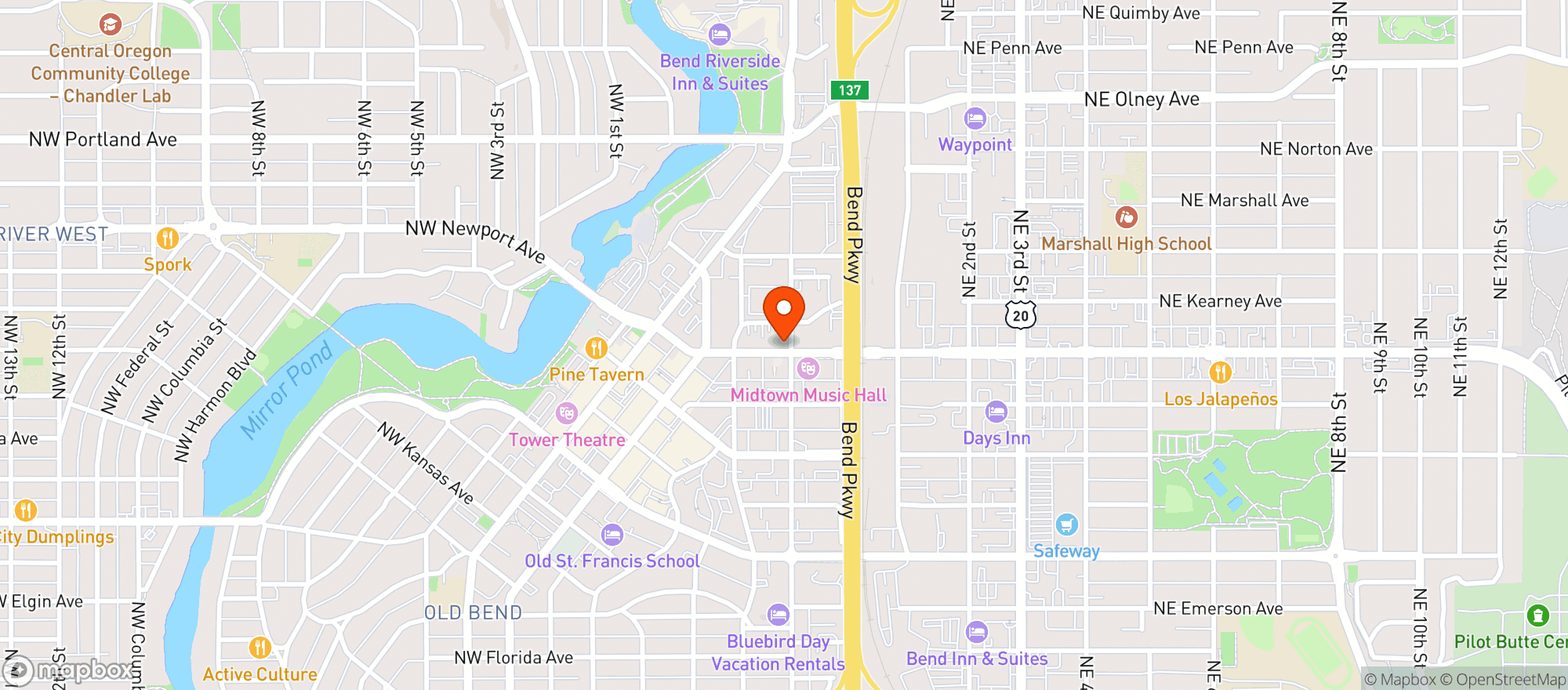 Map showing M & J Tavern