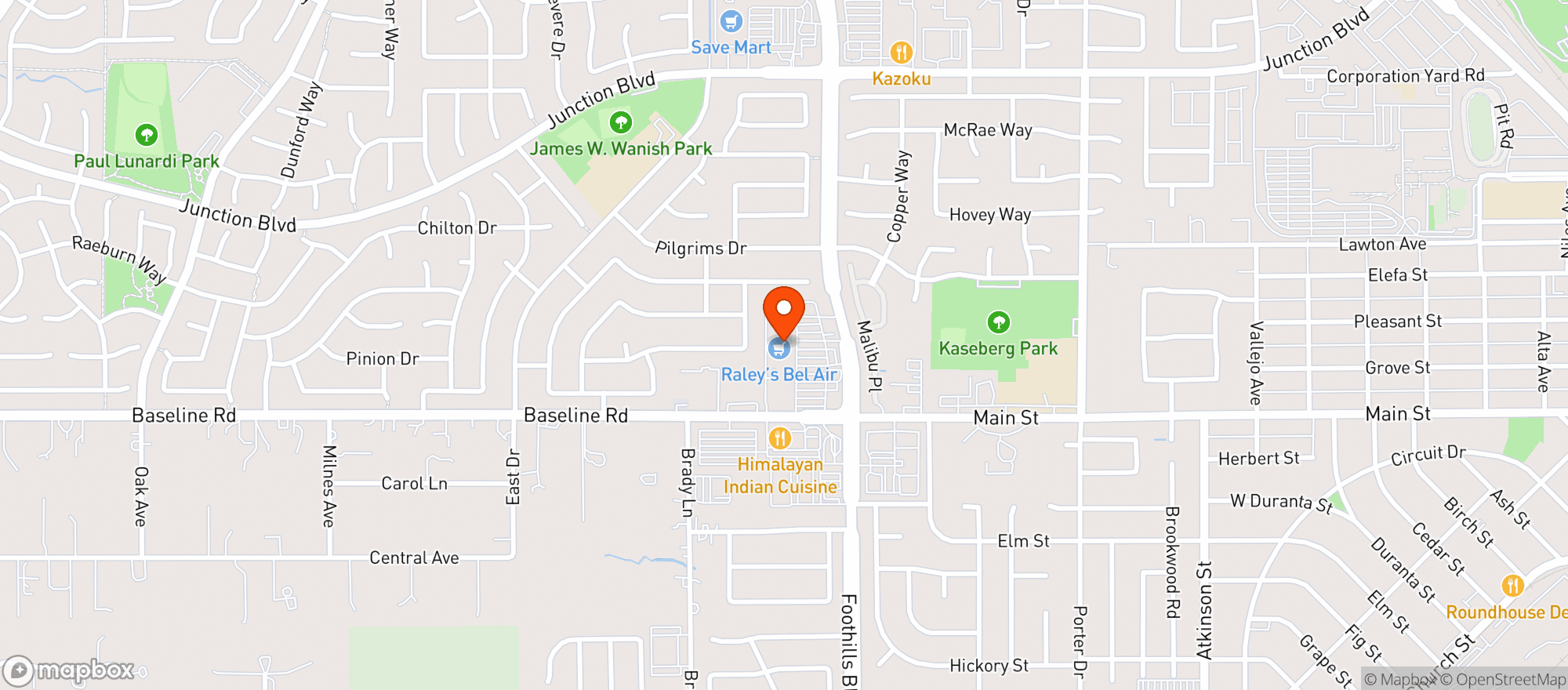 Map showing Raleys - Bel Air (Roseville - Foothills) - 002500512