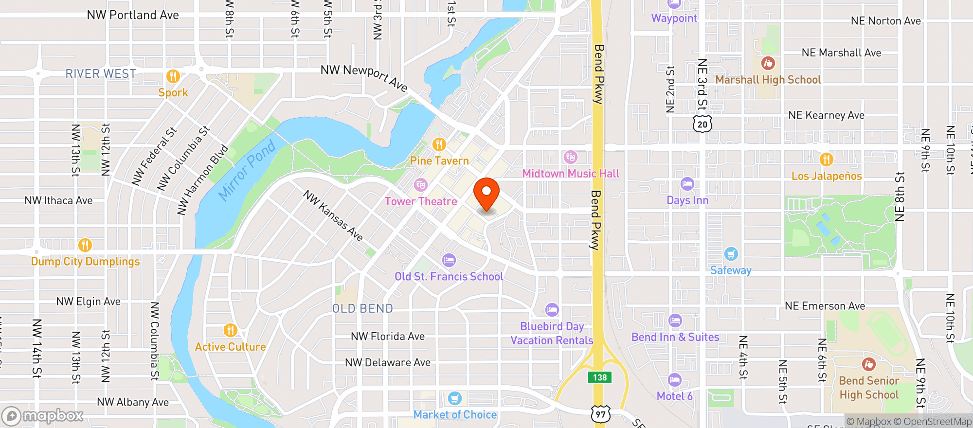 Map showing Oxford Hotel
