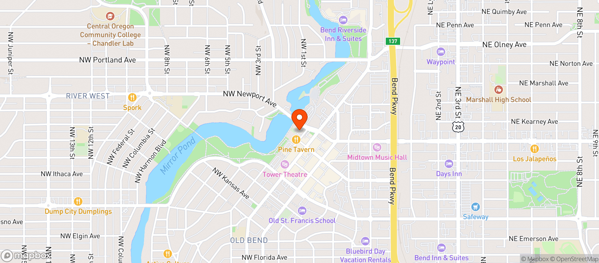 Map showing Bend Brewing Company