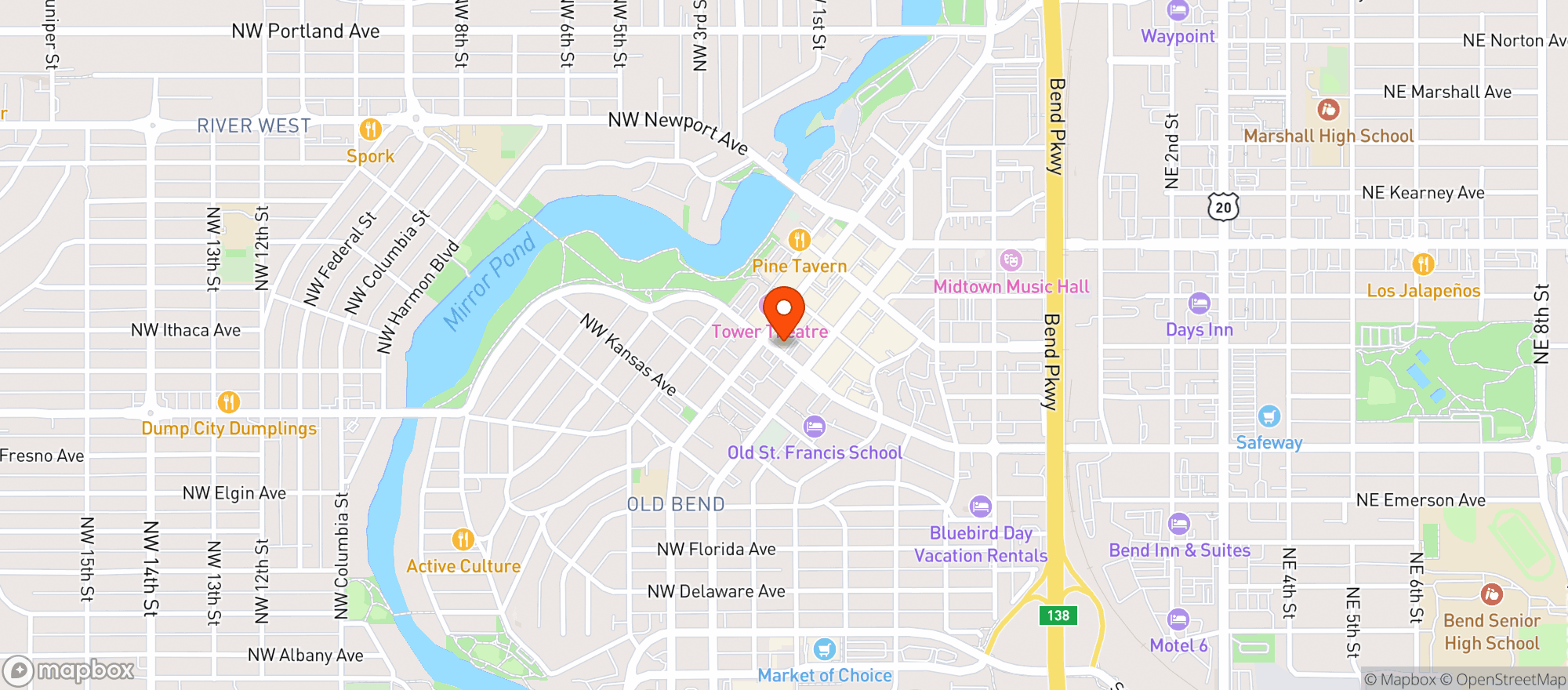 Map showing Jc's Bar & Grill