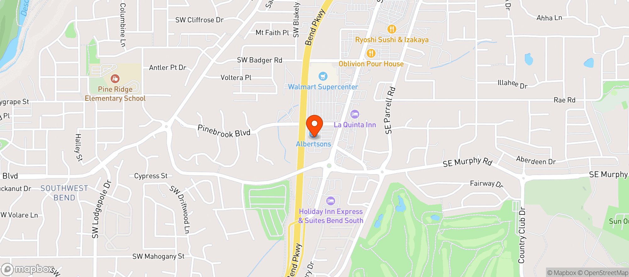 Map showing Bend South Liquor Store