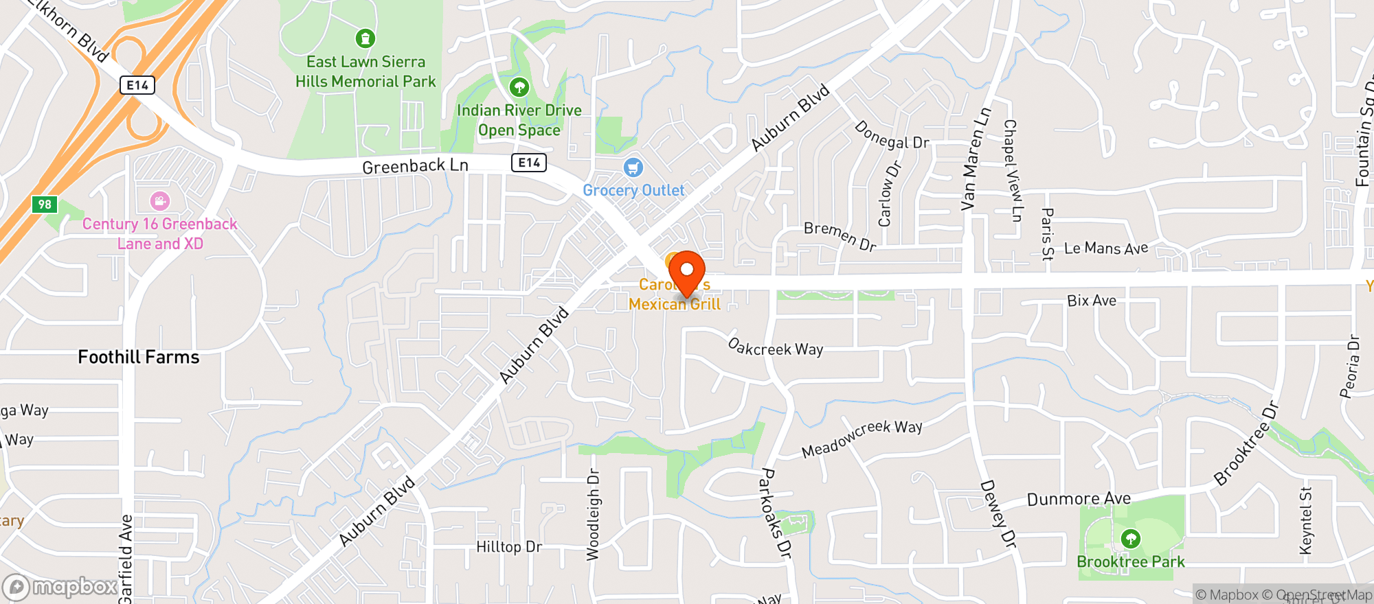 Map showing Citrus Heights Bottle Shop