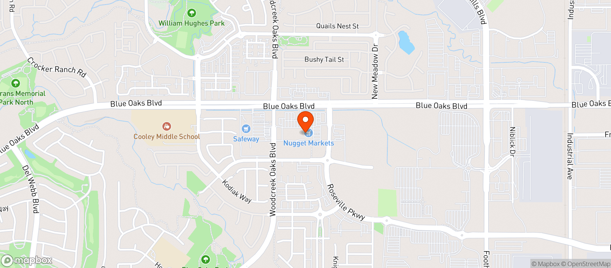 Map showing Nugget Market (Roseville, Blue Oaks)