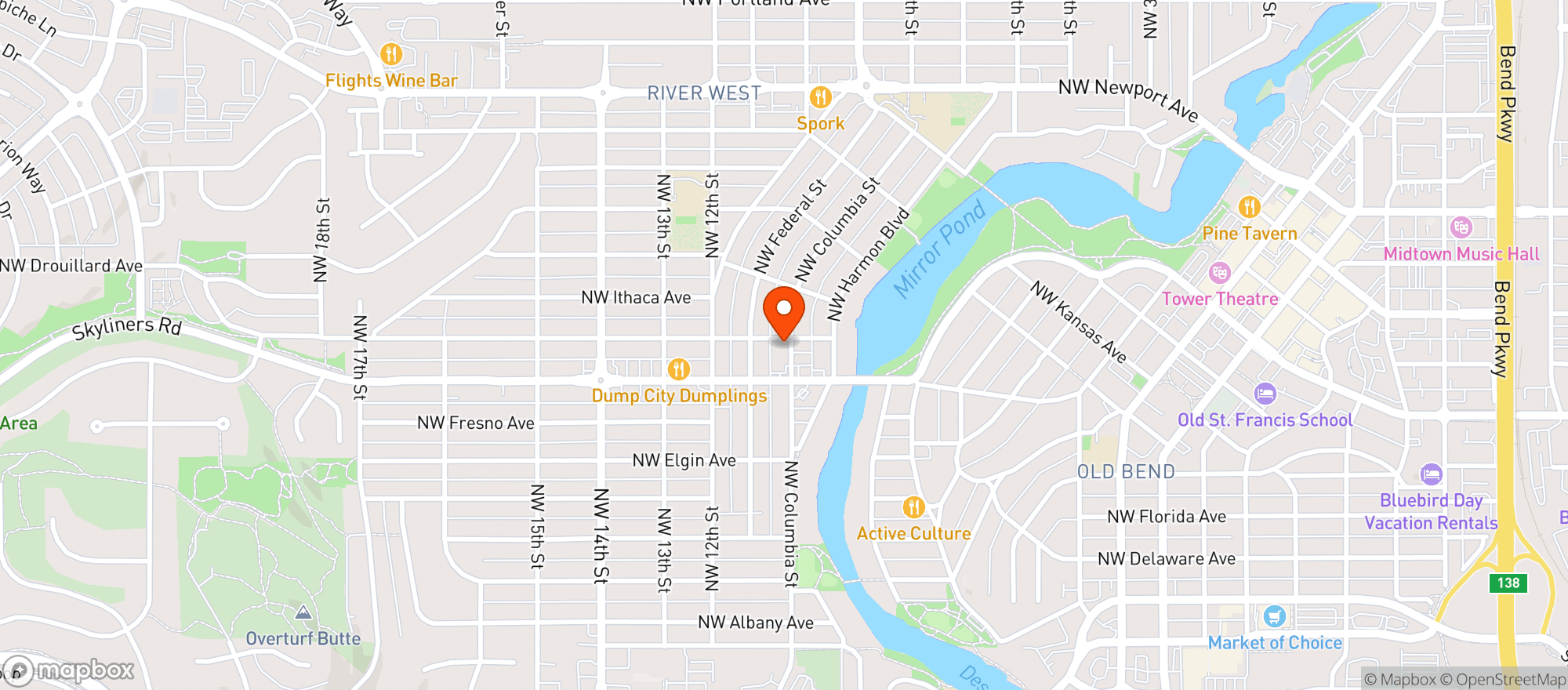 Map showing Bend Burgz N Dogz