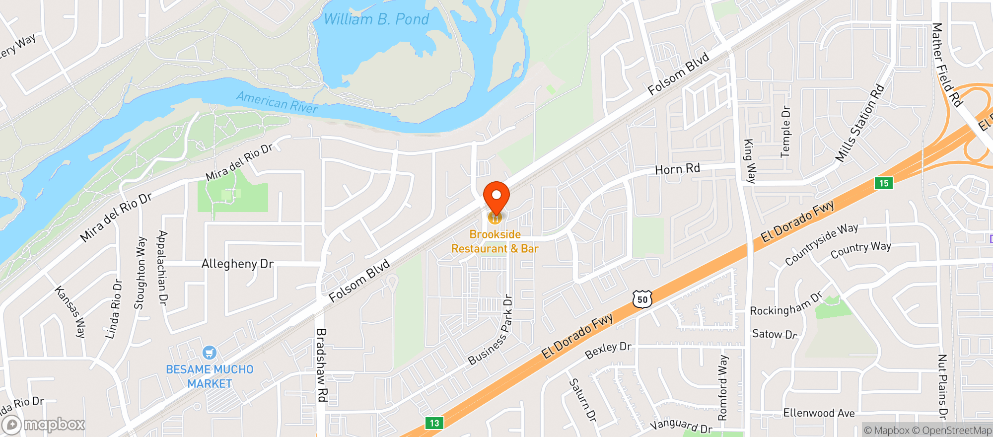 Map showing Brookside Restaurant