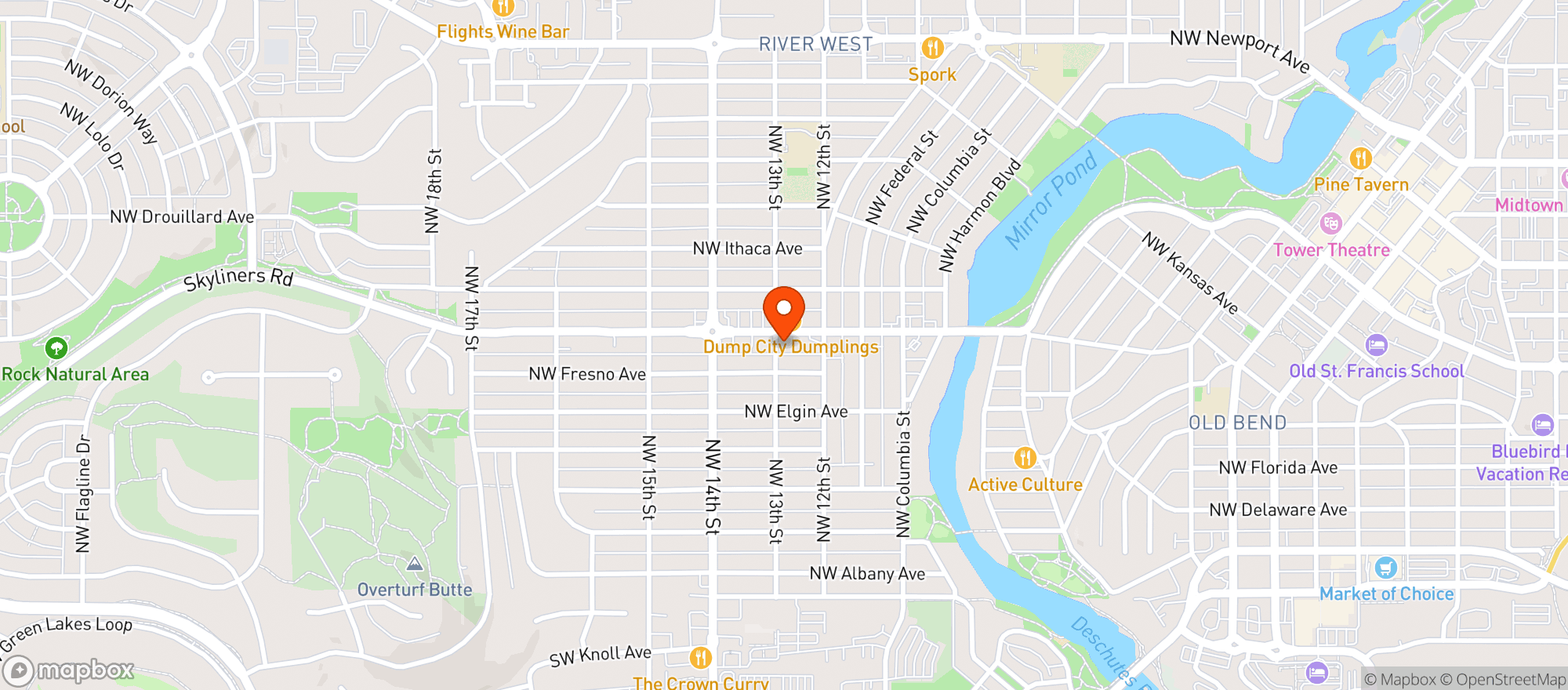 Map showing Mothers Juice Cafe West